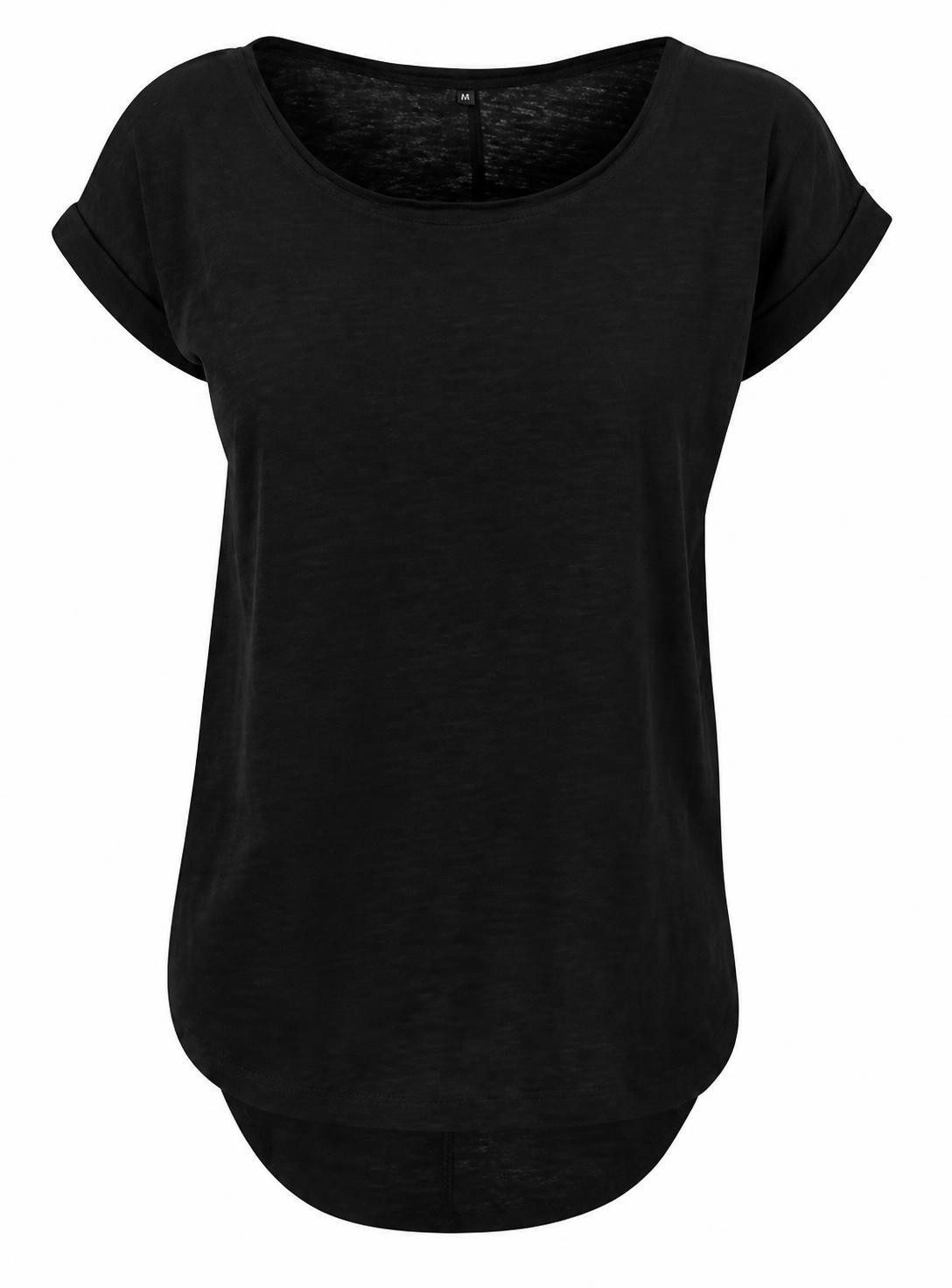 Build Your Brand Rundhalsshirt Damen Long Slub Tee / Hinten extra lang geschnitten