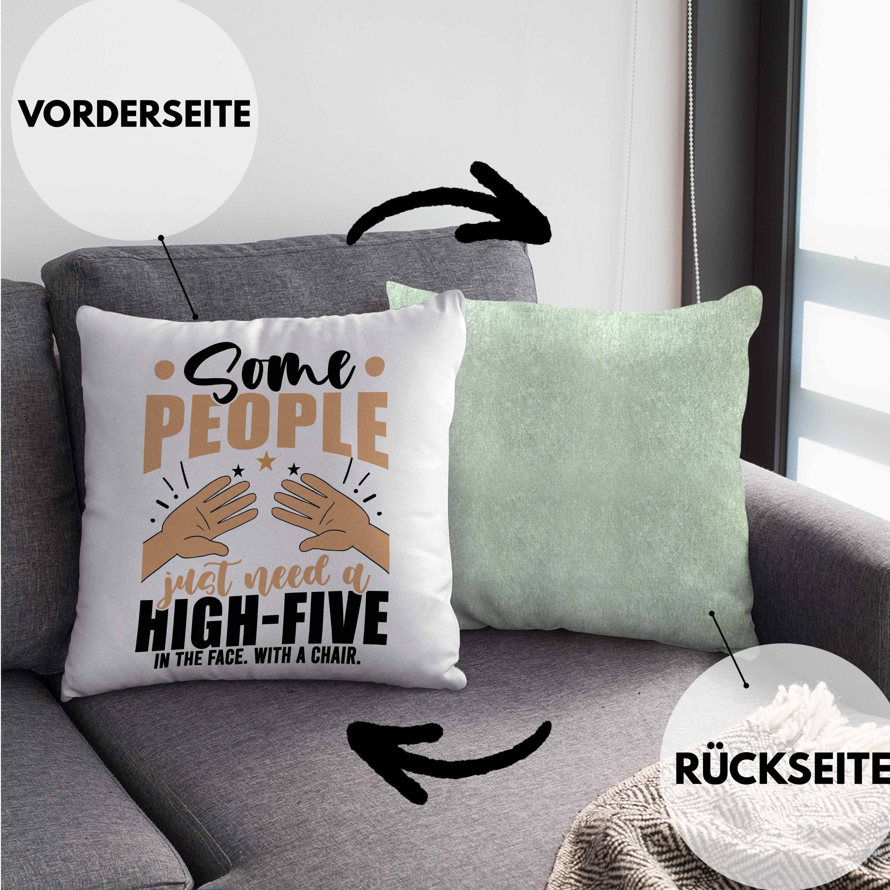 Geschenkidee Trendation Gesicht mit Dekokissen Trendation Five High Erwachsener Humor Sarkasmus - Ironie Ins Geschenk 40x40 Füllung Dekokissen Grün Kissen