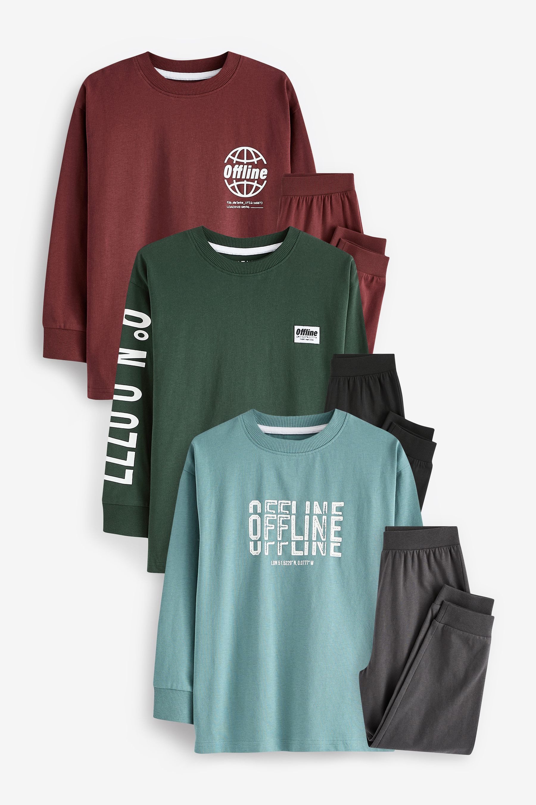 Produktbild von Next Pyjama 3er-Pack Langarm-Schlafanzüge (6 Tlg), Zeitlose