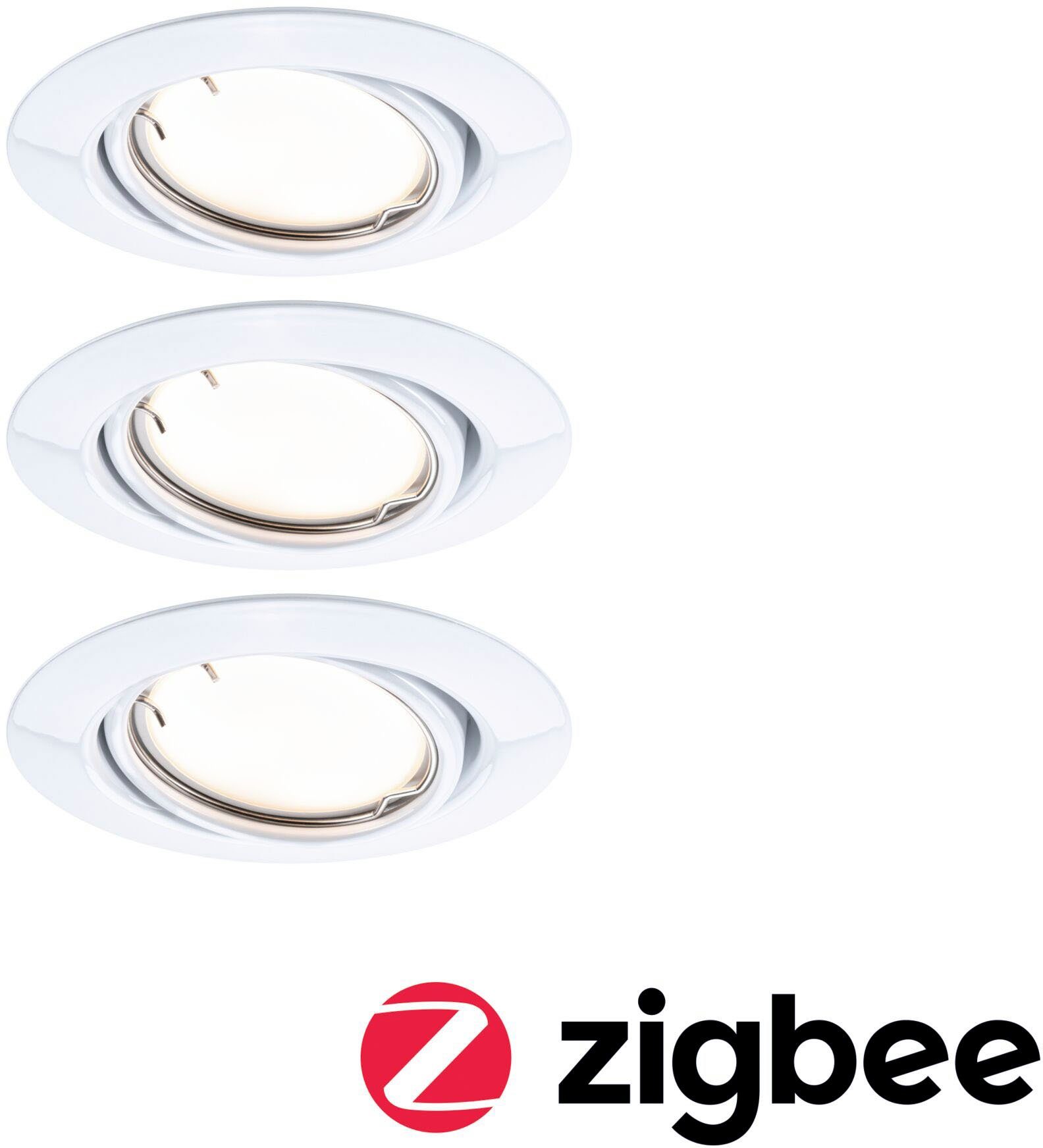 Paulmann LED Einbauleuchte Base 3x430lm LED Zigbee fest Basisset Warmweiß, integriert, Weiß, 230V