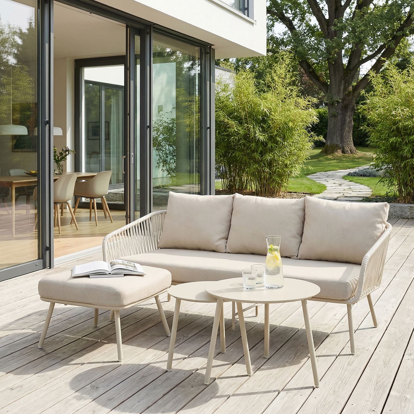 IDIMEX Gartenlounge-Set MYKONOS, Outdoor Dreisitzer Sofa mit Beistelltisch, günstig online kaufen