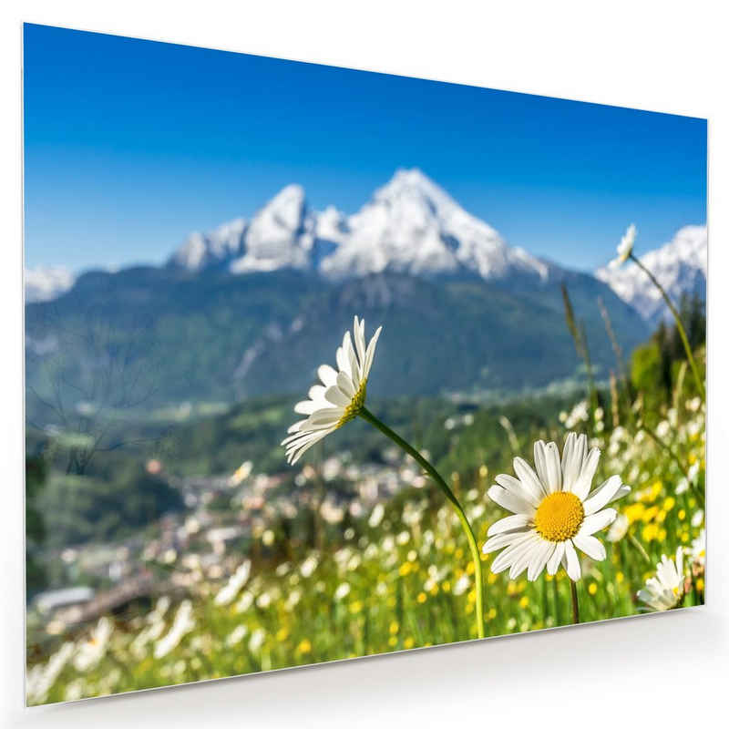 Primedeco Glasbild Wandbild Blütenwiese mit Aufhängung, Natur