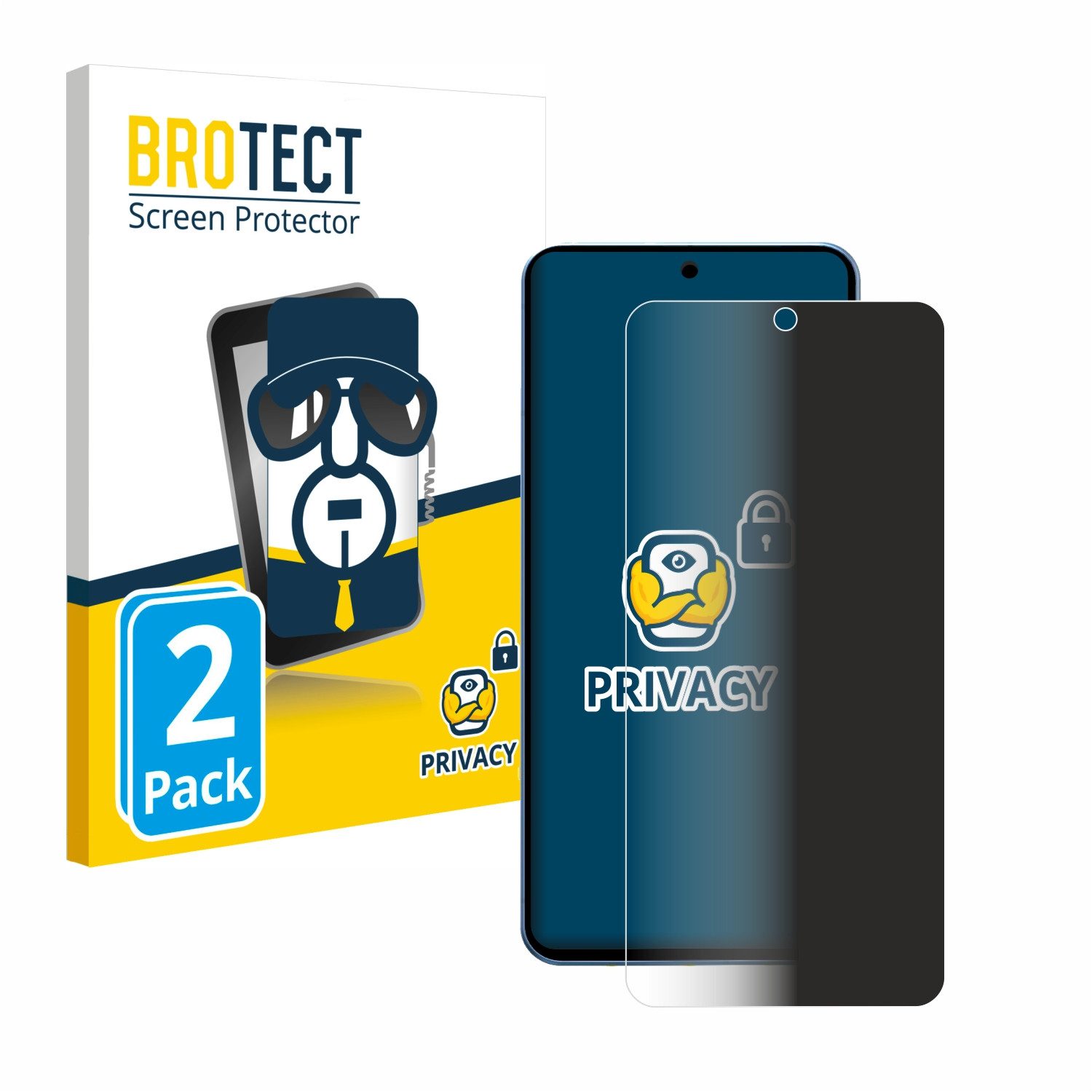 BROTECT Displayschutzfolie Sichtschutzfolie für Google Pixel 8 Pro, 2 Stück, Anti-Spy Privacy Sichtschutz Blickschutzfolie Blaulicht-Schutz