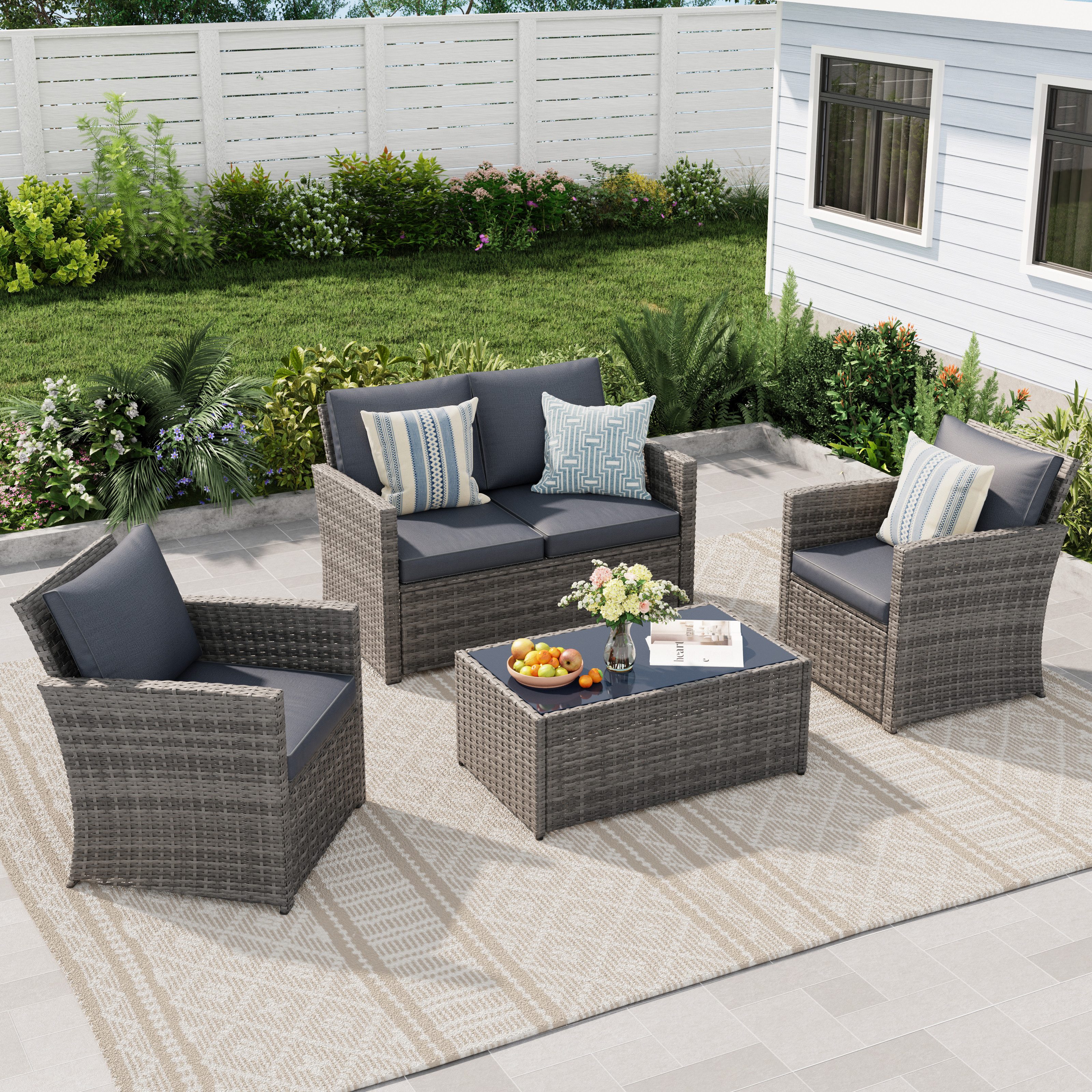JOIVI Gartenlounge-Set Gartenmöbel Set Sitzgruppe Balkon günstig online kaufen