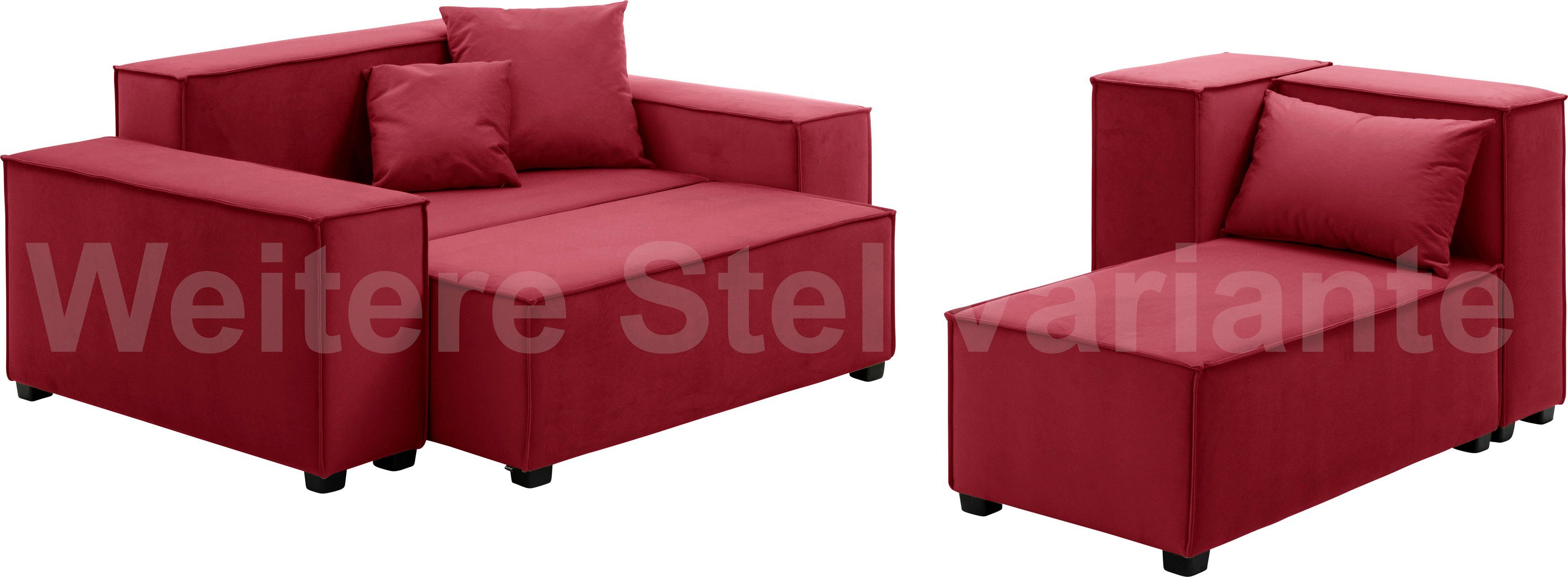 Max Winzer® Wohnlandschaft Set, Sofa-Set MOVE, 06 kombinierbar 3 Zierkissen, inklusive 8 rot Sitz-Elementen, aus