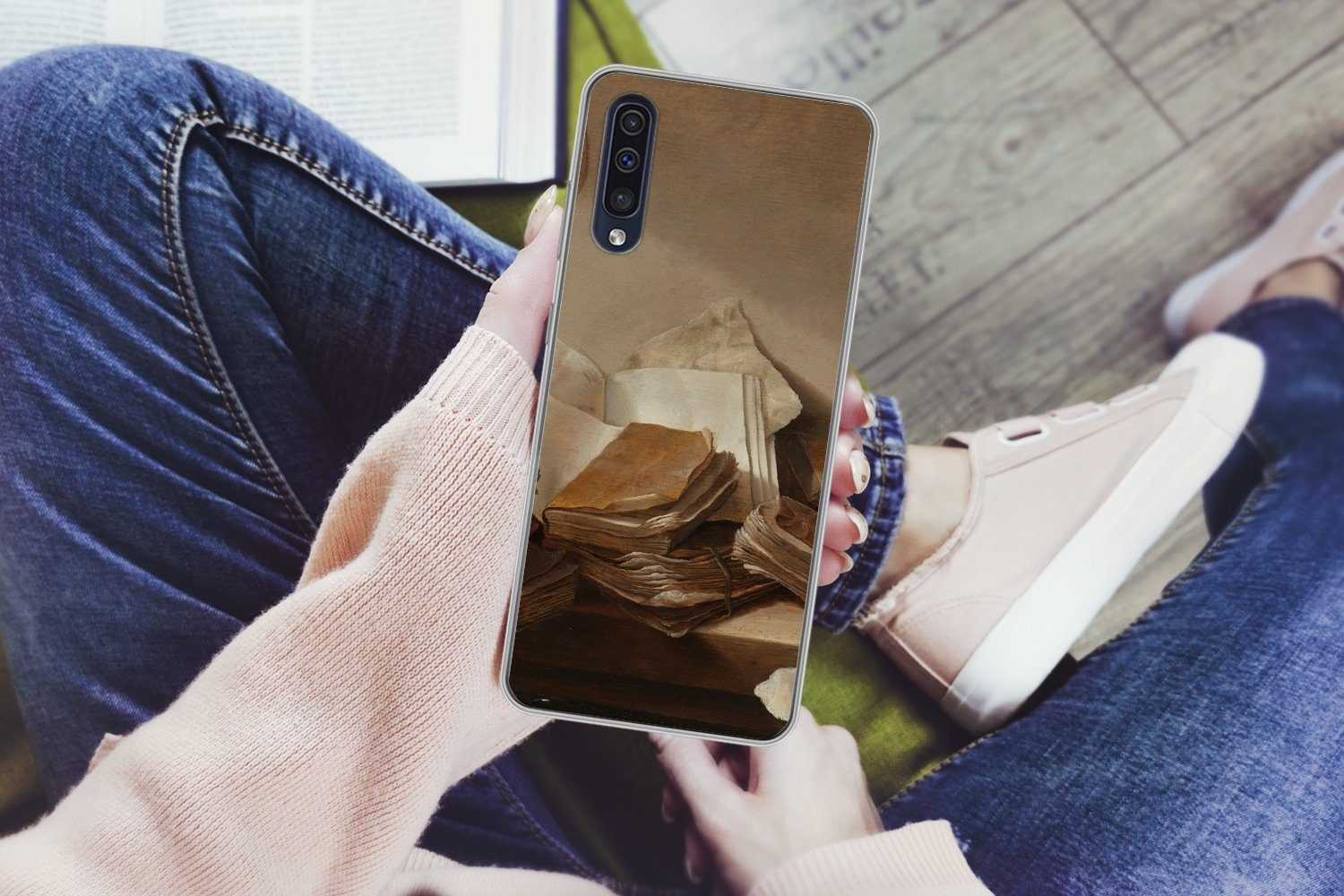 MuchoWow Handyhülle für Samsung Galaxy A30s Stilleben mit Büchern - Gemälde von Jan Davids, Smartphone-Bumper, Print, Handy Schutzhülle Dünn