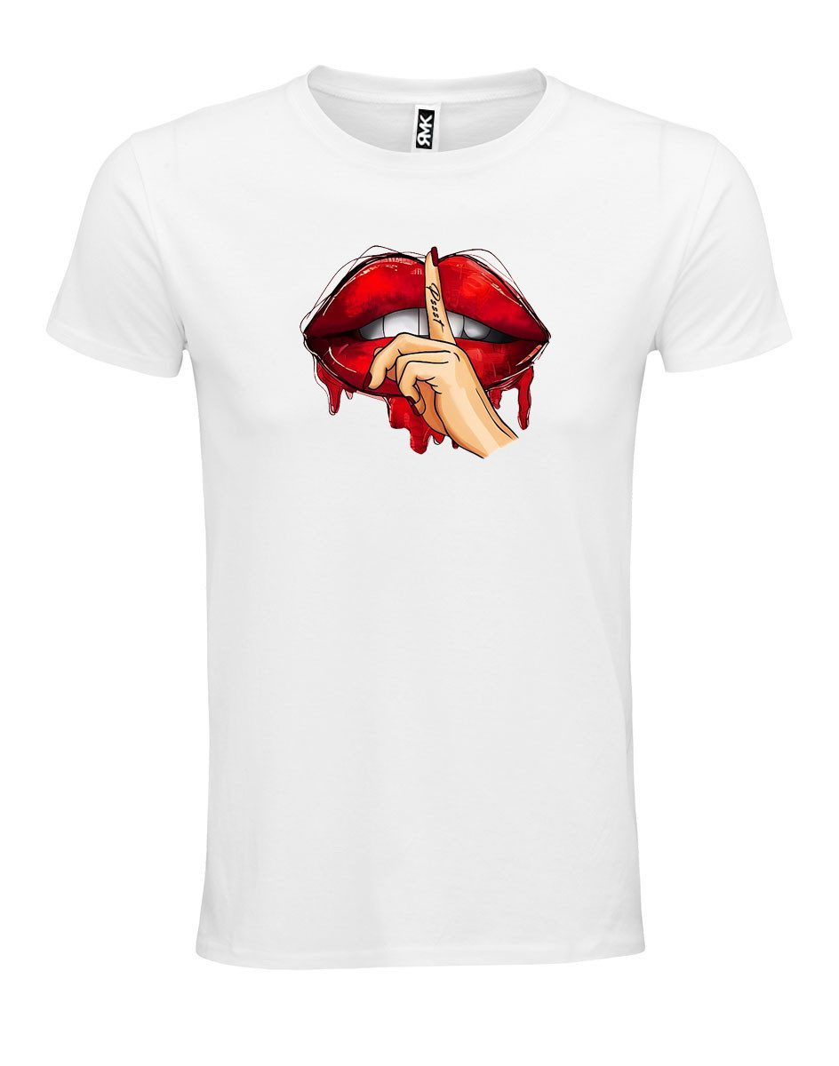 RMK T-Shirt Damen Shirt Top Sommer Basic Mund dicke Lippe Lips Psst günstig online kaufen