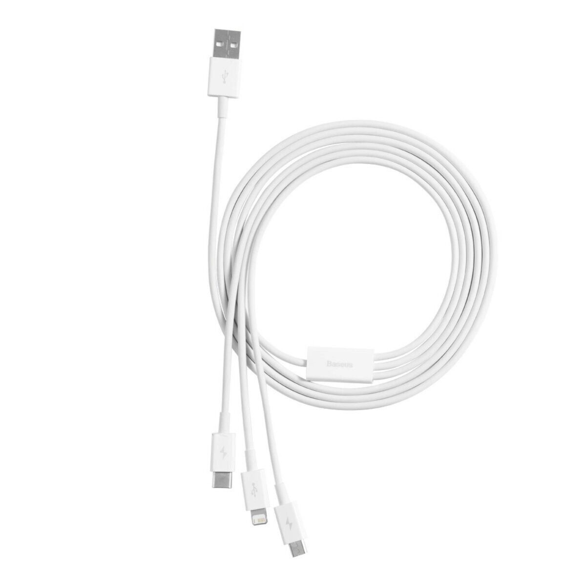 Baseus Baseus 3in1 Schnellladung Kabel USB auf M+L+C 3.5A 0,5m (Weiß) Smartphone-Kabel