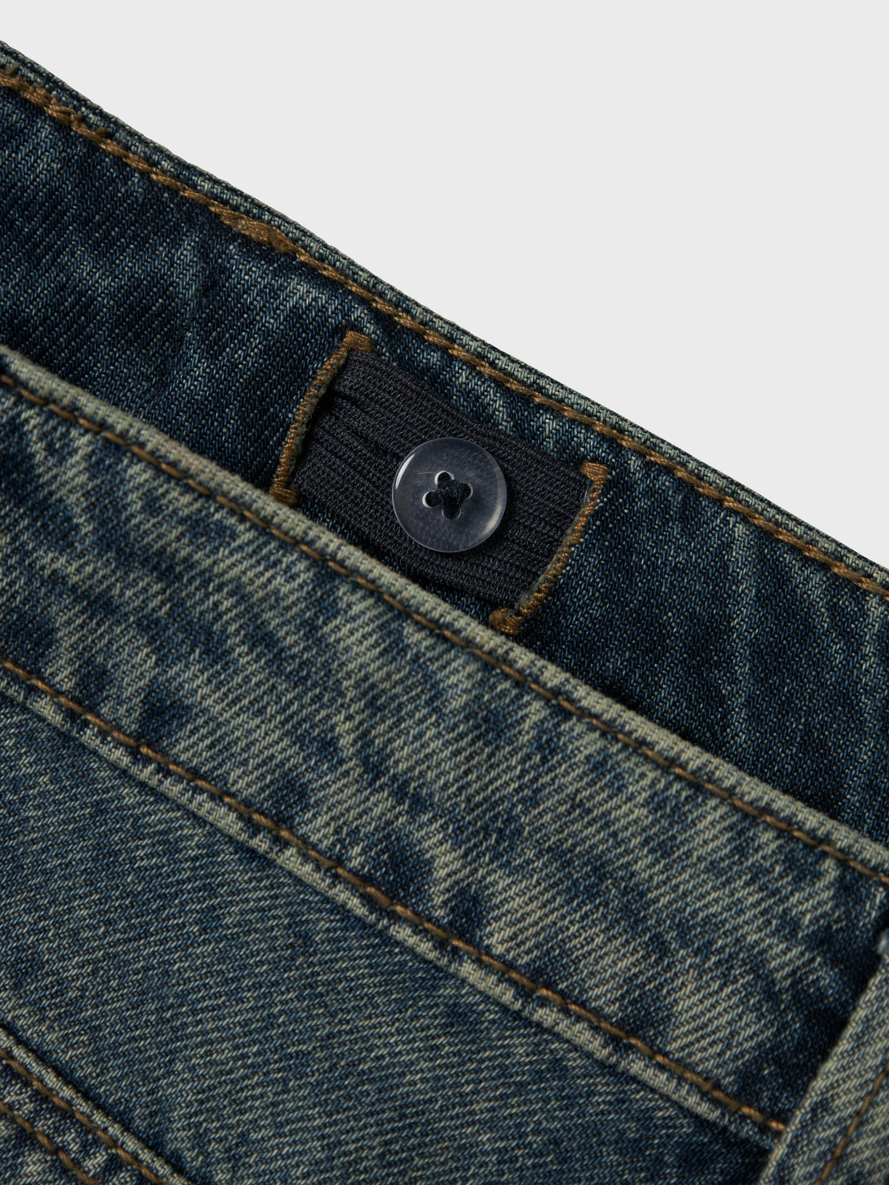 Name It Weite Jeans NKFROSE für Mädchen mit weitem Bein und klassischem Sitz normal, Denim, Abriebeffekte, Reißverschluss