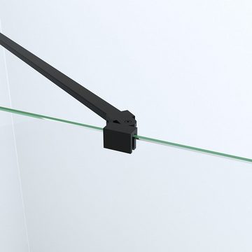 AQUALAVOS Walk-in-Dusche Duschabtrennung mit 30 cm Spritzschutz für Walk-in Dusche (80-120 cm), 8 mm Einscheibensicherheitsglas mit Nanobeschichtung, Aluminiumprofile in schwarz matt, Montage links oder rechts möglich