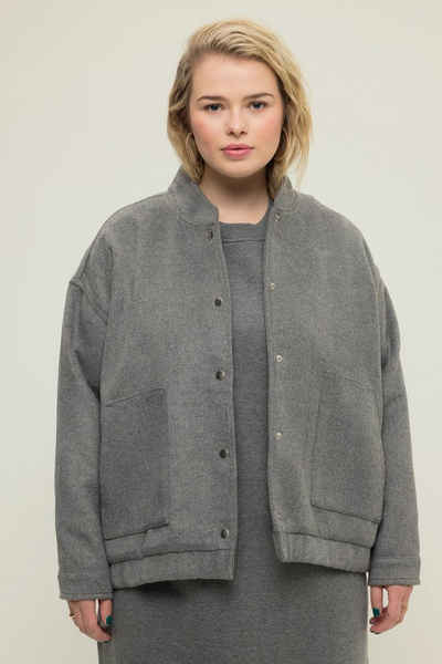 Studio Untold Kurzjacke Blouson oversized Wolloptik Collegekragen