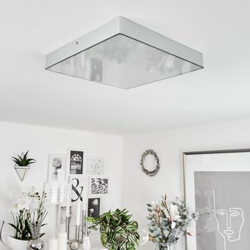 hofstein Deckenleuchte »Torricella« moderne Deckenlampe aus Metall/Kunststoff in Weiß/Silber, 4000 Kelvin, eckige Leuchte mit Sternhimmeleffekt, 2000 Lumen, 1xLED 21 Watt