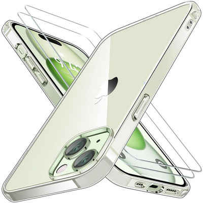 CoolGadget Handyhülle Transparent als 2in1 Schutz Cover Set für das Apple iPhone 12 Pro Max 6,7 Zoll, 2x Glas Display Schutz Folie + 1x TPU Case Hülle für iPhone 12 Pro Max
