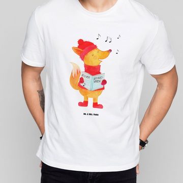 Mr. & Mrs. Panda T-Shirt Fuchs Sänger - Weiß - Geschenk, Schlafshirt, Weihnachtslieder, Winter (1-tlg)