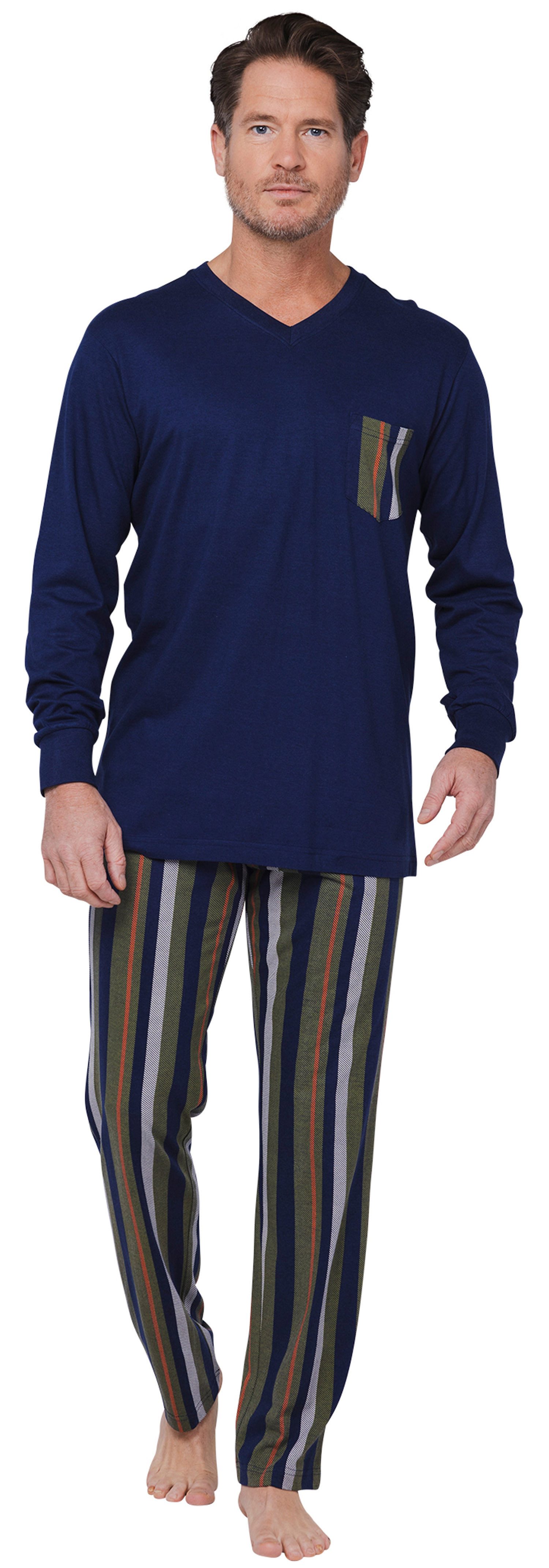 Pastunette Schlafanzug Modischer Herren Pyjama lang (2 tlg) Modisches Desig günstig online kaufen