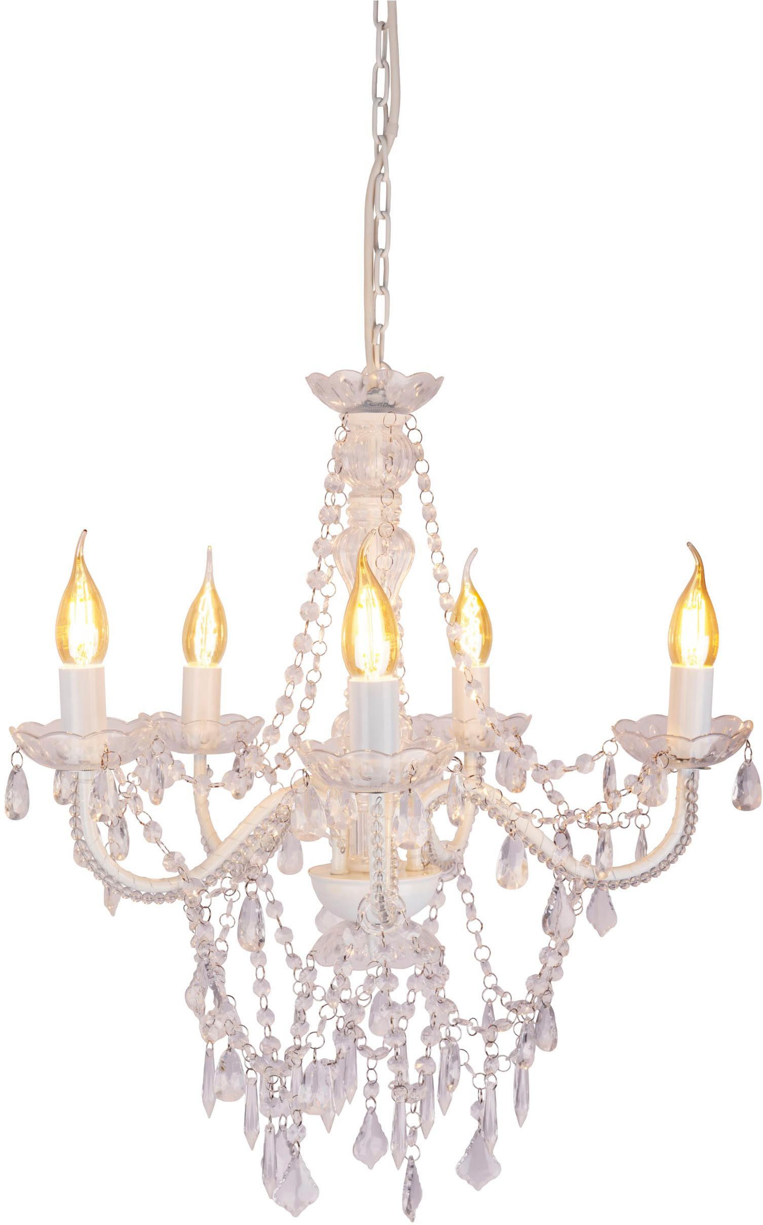 näve Pendelleuchte 5er Krone "CECILIA" D: 52 cm weiß, ohne Leuchtmittel, elegantes Design