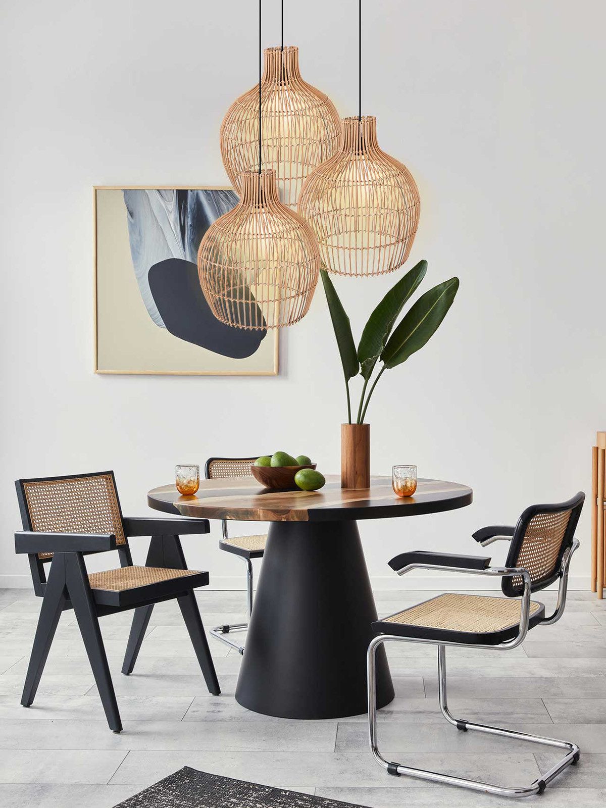 VIVANNO Hängeleuchte Rattan PLAFON Rund - Beige Geflochten, ohne Leuchtmitt günstig online kaufen