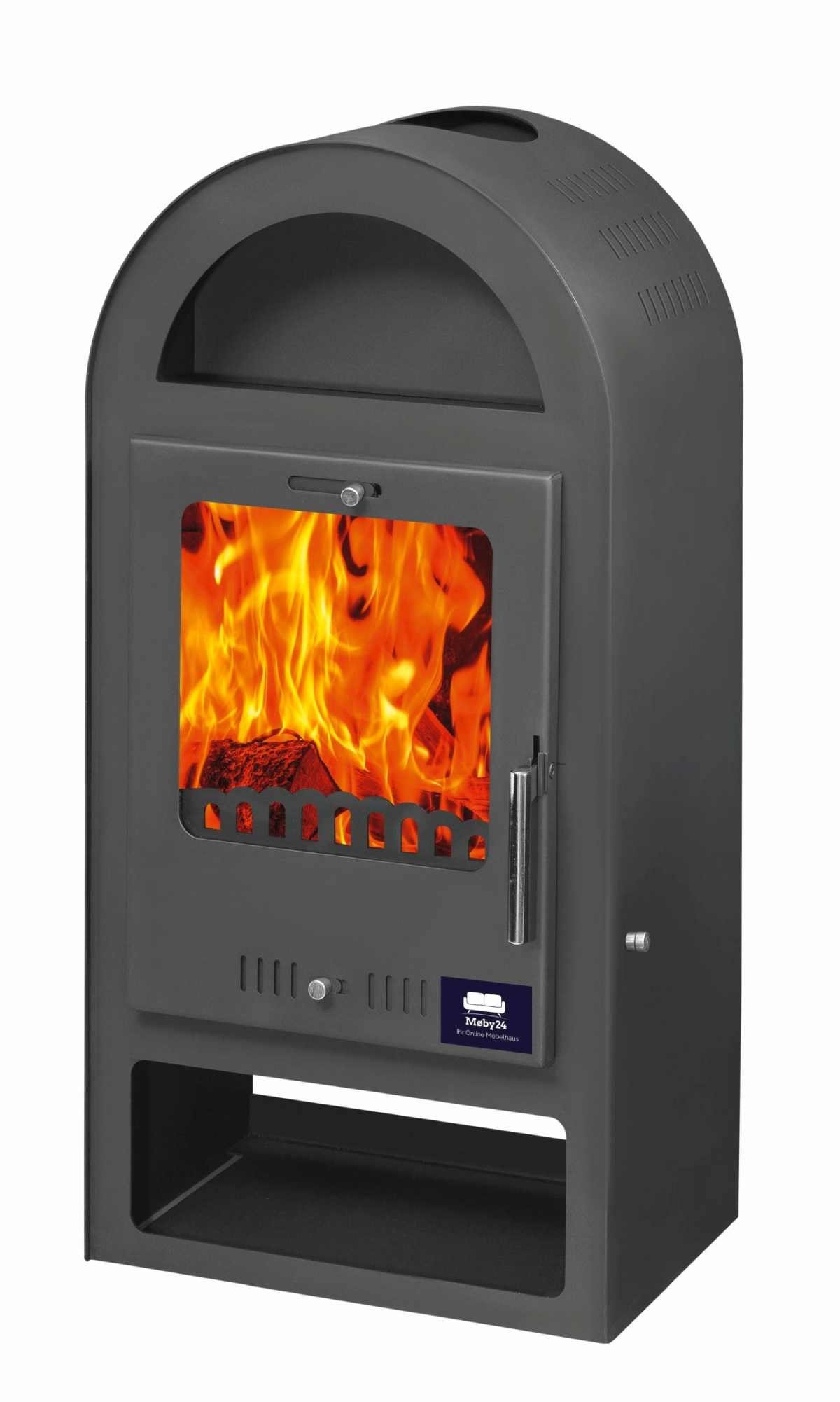 moeby24 Kaminofen Kamin Ofen Kaminofen Anthrazit Rauchrohr 7,8KW Klassik BimSchV2 EEK A, 7 kW, Kamin, (1-tlg), Raumheizvermögen: ca. 70-90 m2