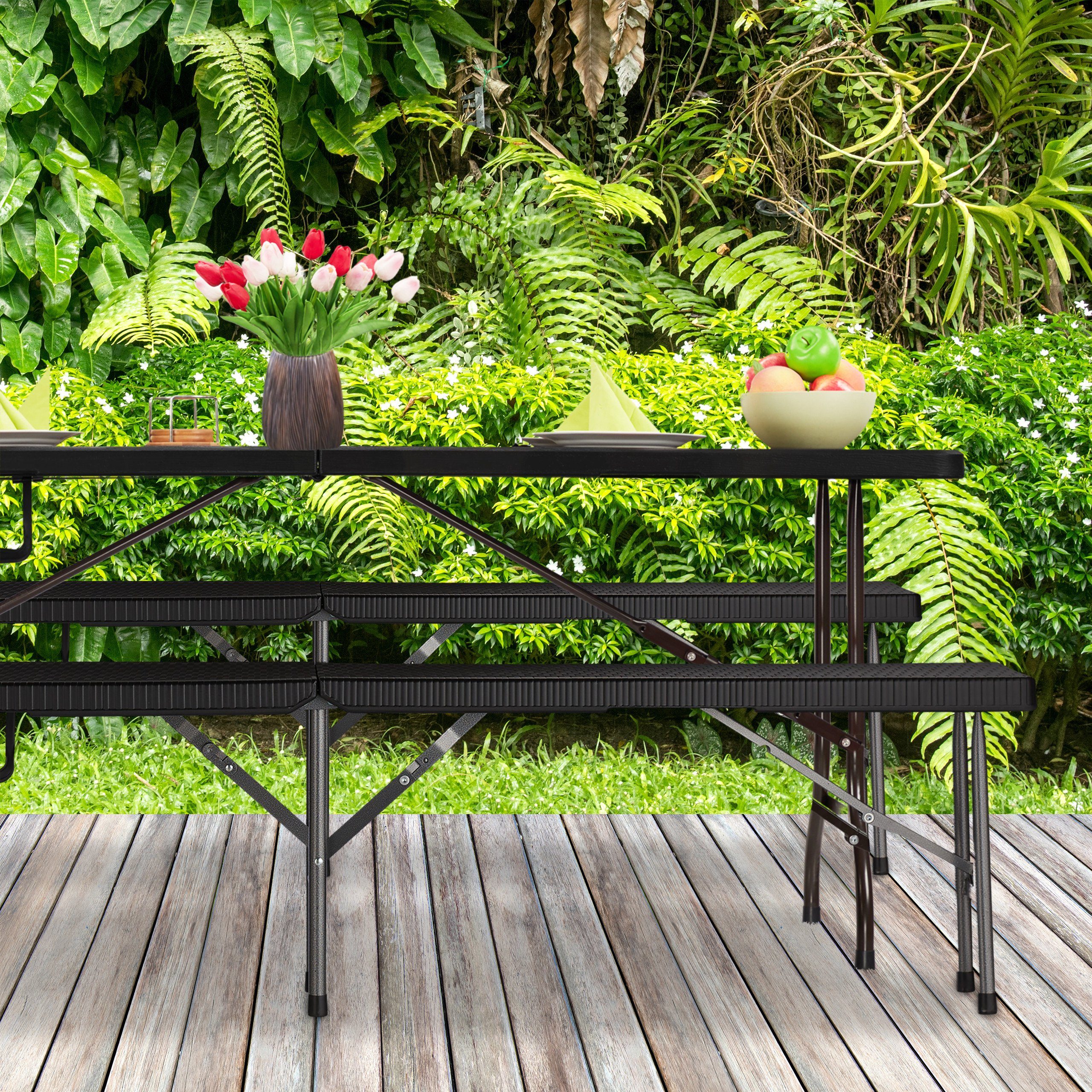 relaxdays Bierzeltgarnitur Bierbank 2er Set schwarz