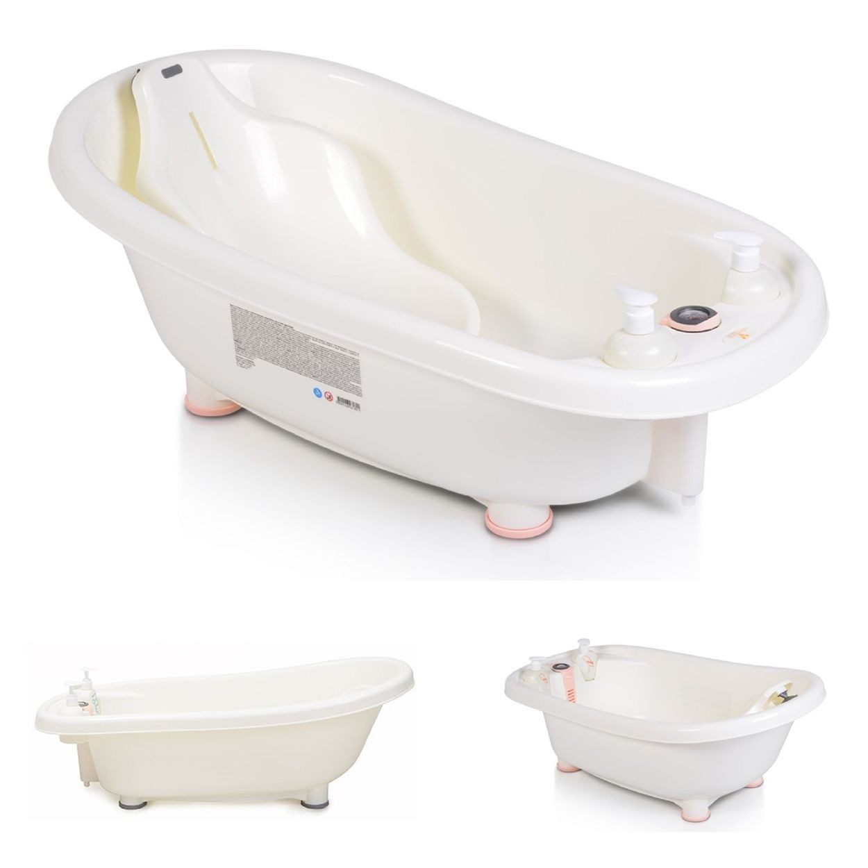 Moni Babybadewanne Set Bubble, Thermometer, Sitz, Duschgel- und Shampoospender, Badewanne mit Sitz