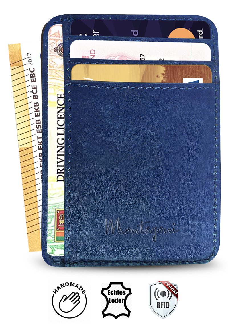 Wrischan Kartenetui 100% Echtleder Kartenetui SEHR Slim und FLACH Kreditkartenetui (Slim Wallet), Kartenhalter für bis zu 12 Kreditkarten, Brieftasche, Mini Geldbörse