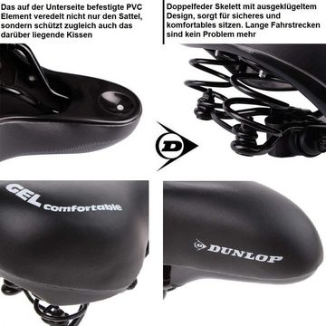 Dunlop Fahrradsattel FGC19 bequemer Gel Fahrradsattel, Komfortsattel Unisex Cityradsattel (Fahrradsitz für Damen & Herren, Belastbarkeit 125 kg), Fahrradsattel für Rennrad, Trekkingrad Mountain Bike Sattel Gelsattel