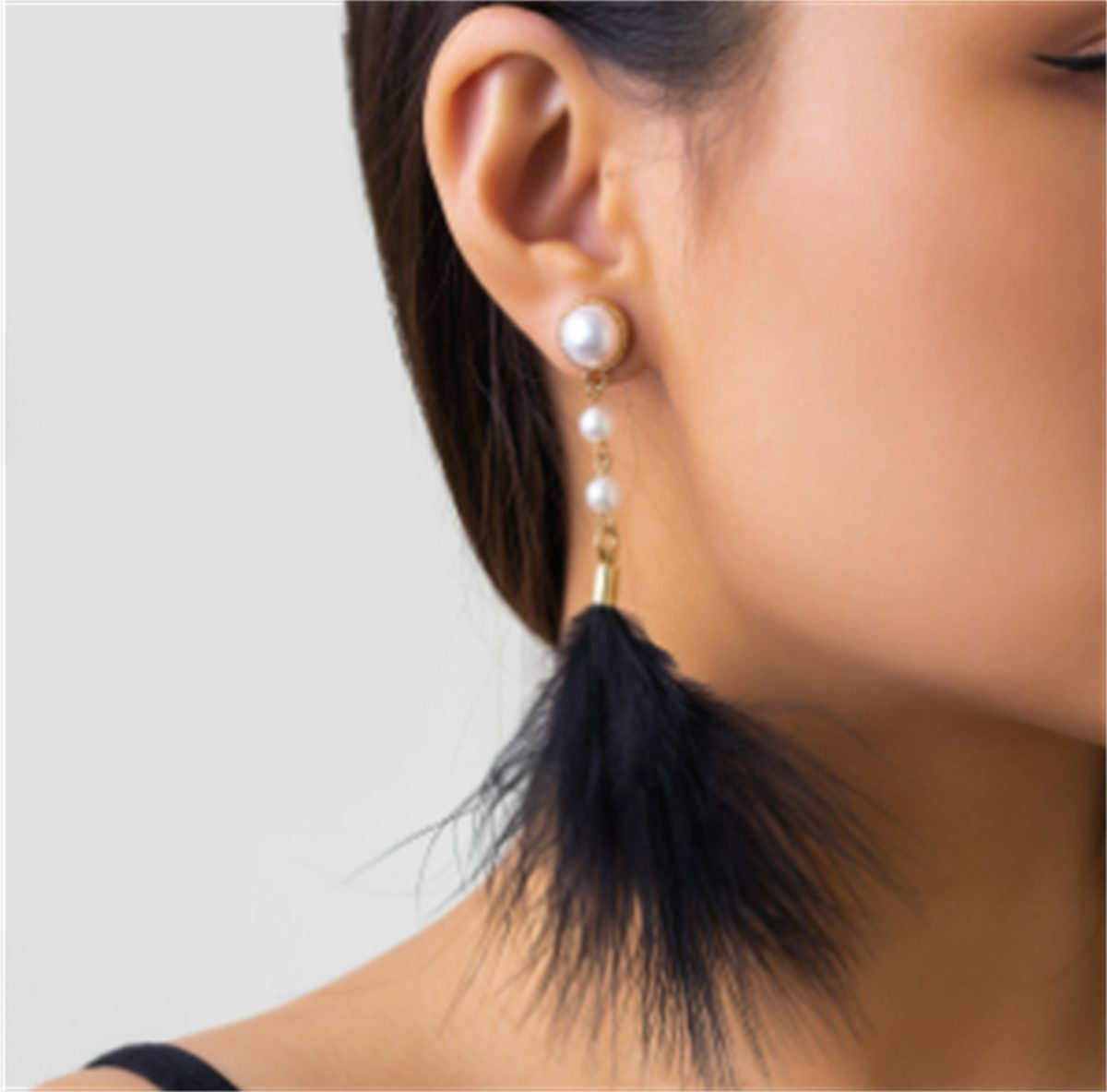 Gold+Schwarz Ohrhänger Retro-Perlen-Feder-Quasten-Ohrringe selected carefully Einfache für Damen Paar