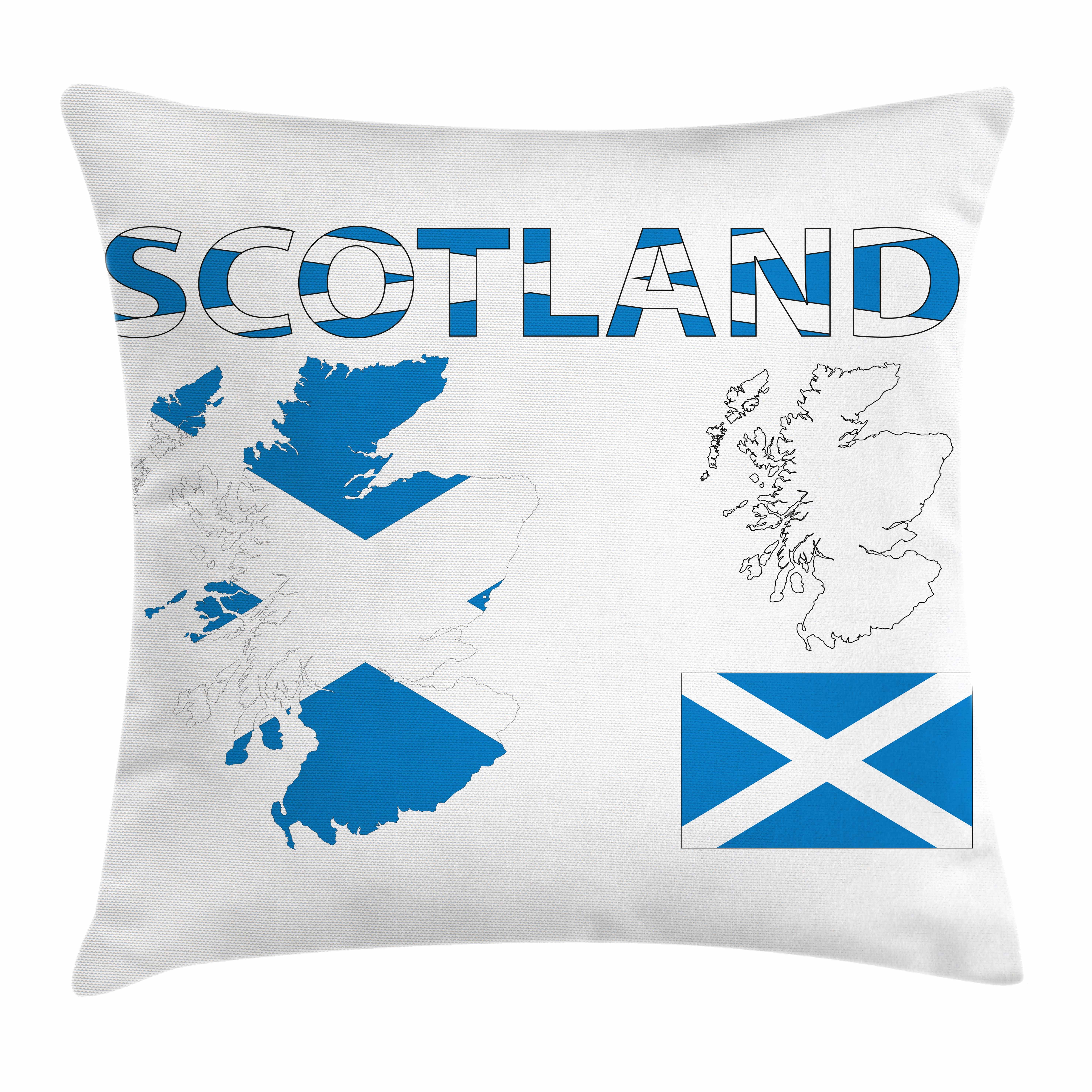 Kissenbezüge Waschbar mit Reißverschluss Kissenhülle mit Farbfesten Klaren Farben Beidseitiger Druck, Abakuhaus (1 Stück), Schottland Landkarte und die Flagge
