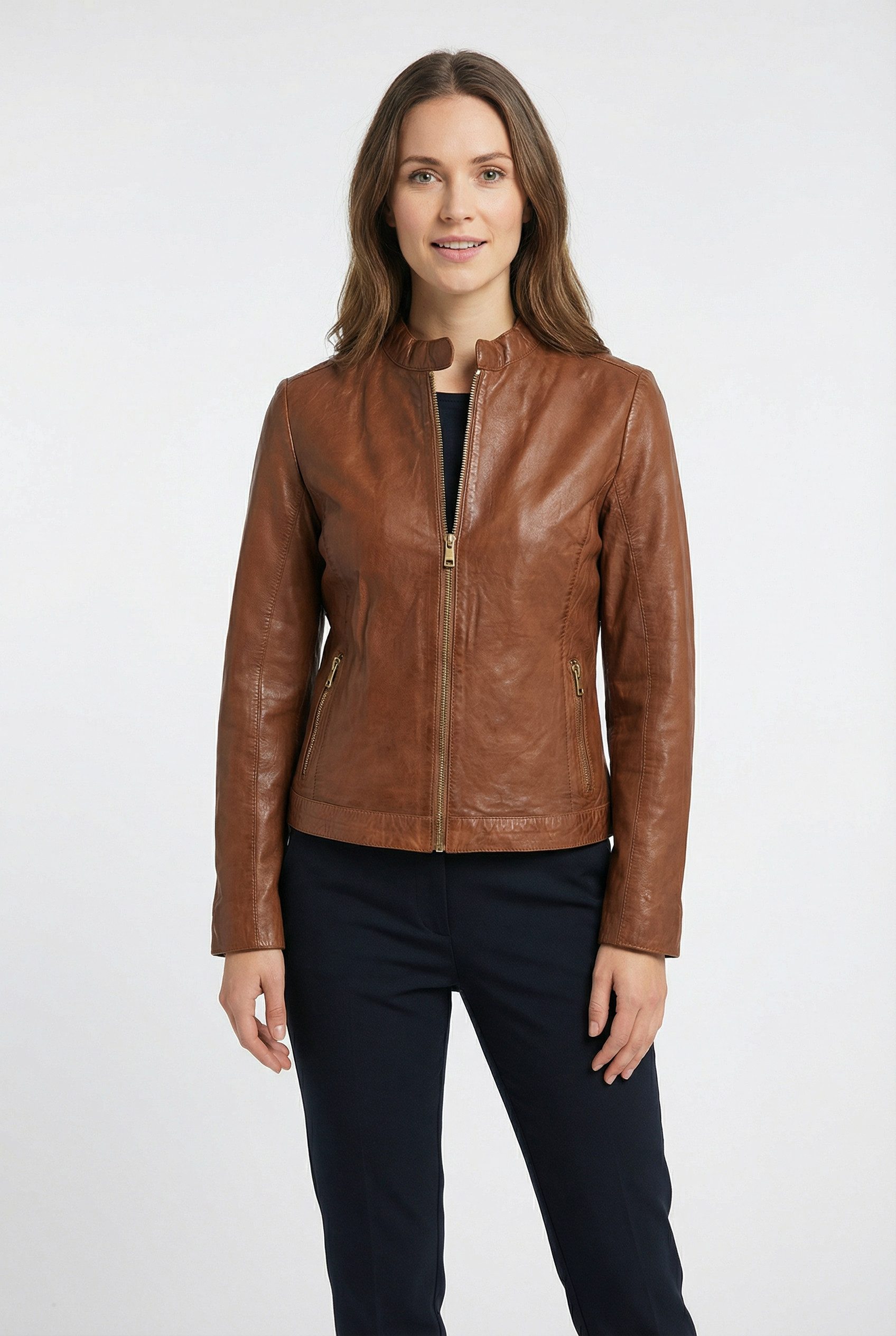 Mauritius Lederjacke MWKawira mit Stehkragen günstig online kaufen