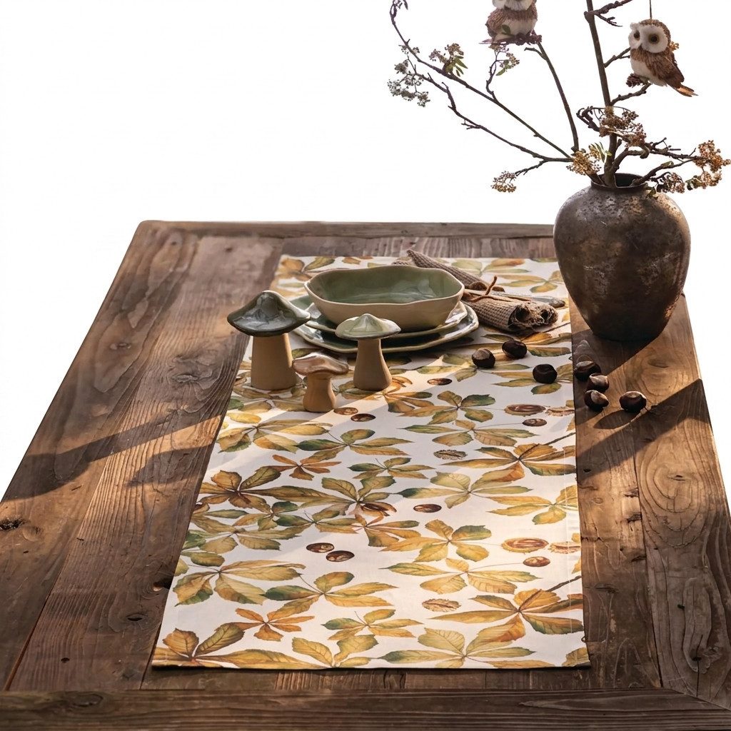 Home-trends24.de Tischläufer Kastanie Blätter Tischläufer Tischdecke Tisch Herbst Deko