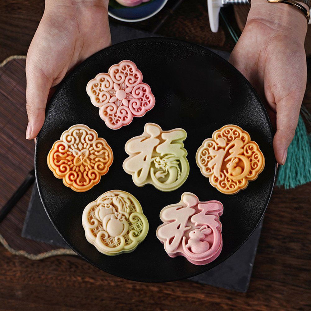 Blusmart Muffinform 75 Wiederverwendbare G Im dunhuang 3D-Mondkuchenform-Set Chinesischen Stil