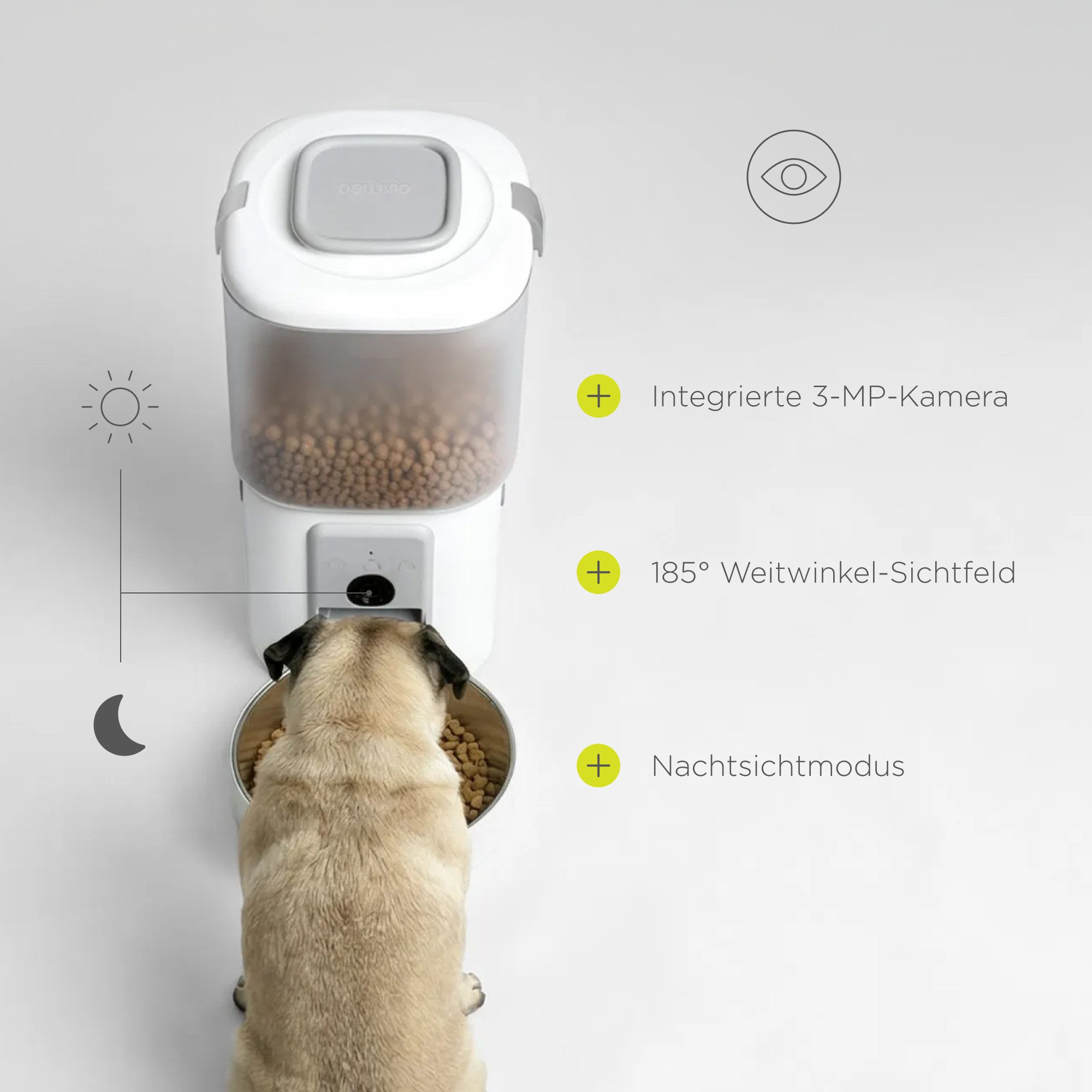 Peluvio Hunde-Futterautomat FEAST DOG, 2in1 Futterautomat+Trinkbrunnen/App+3MP Kamera/Notstrom
