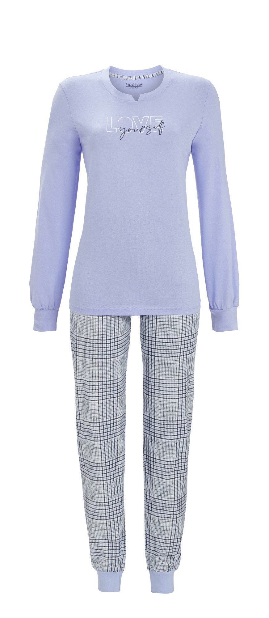 Ringella Pyjama - Schlafanzug mit Strickbündchen und karierter Hose günstig online kaufen