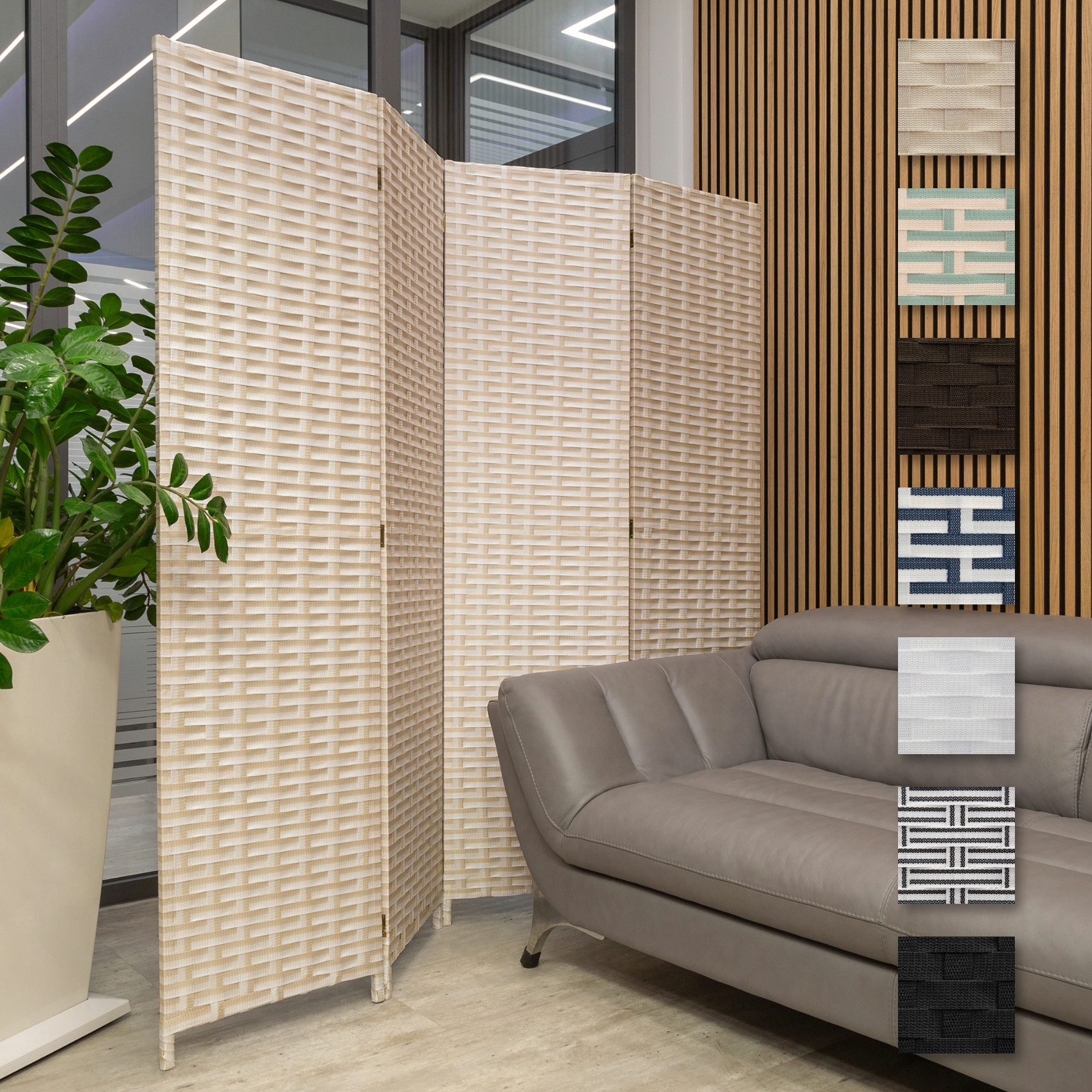 Hexim Raumteiler, Paravent 180x180 cm - Trennwand 4-teilig klappbar für Inn günstig online kaufen