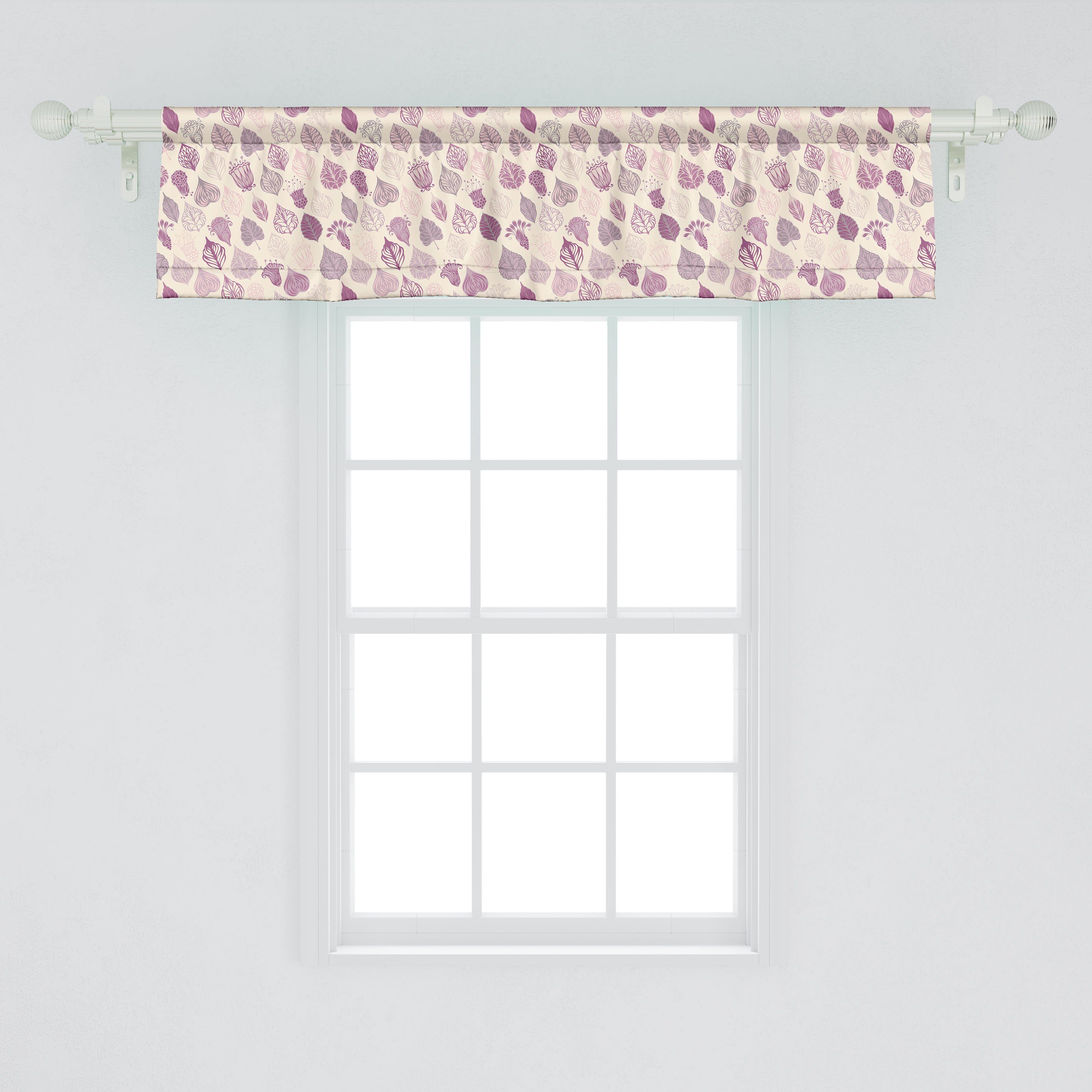 Scheibengardine Vorhang Volant Stangentasche, Aufwändige Abakuhaus, Blätter Blumen Schlafzimmer Dekor mit Küche Microfaser, und Blumen für