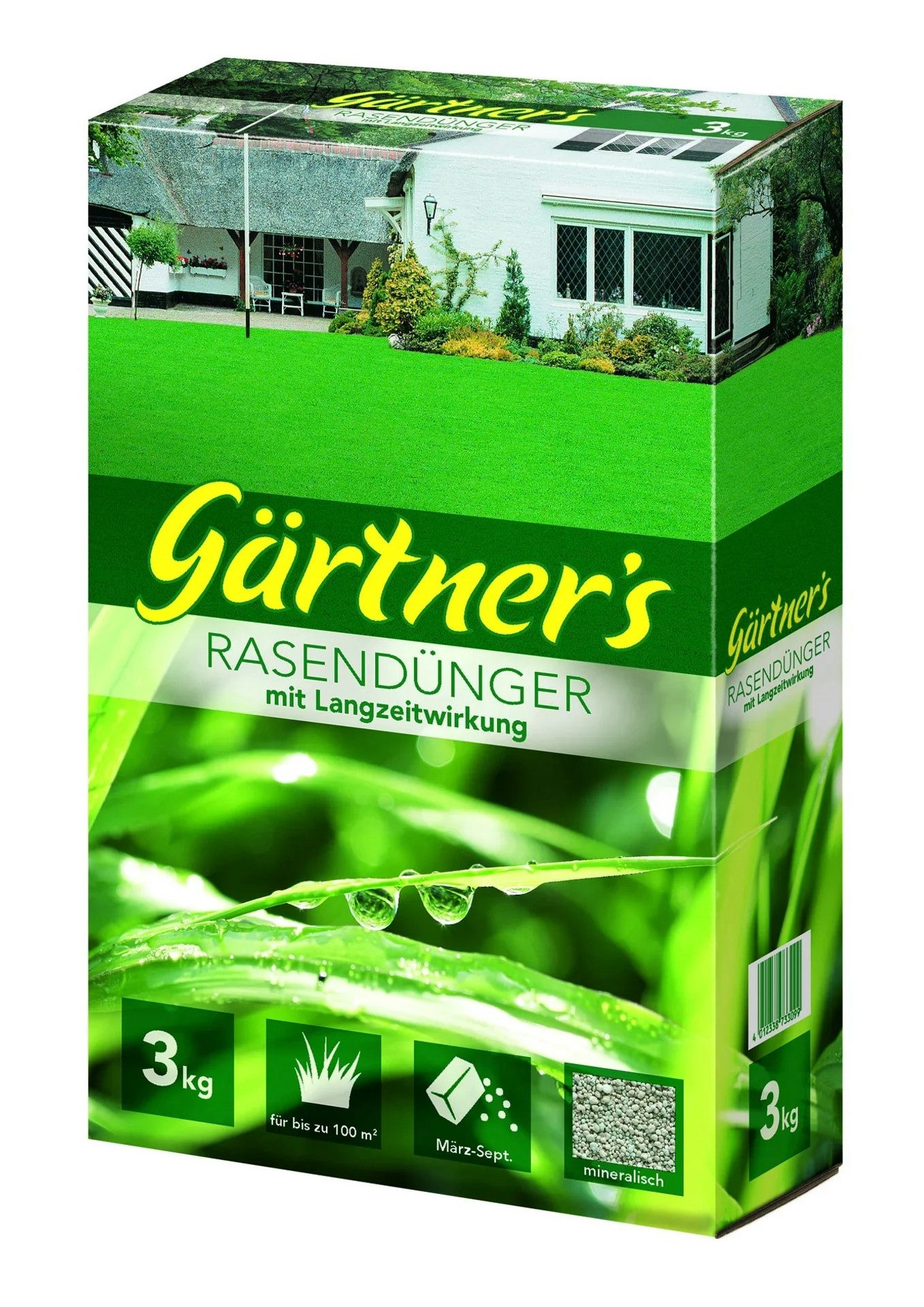 Gärtner's Rasendünger Rasendünger mit Langzeitwirkung 3 kg, Gleichmäßige Nährstoffabgabe über mehrere Wochen