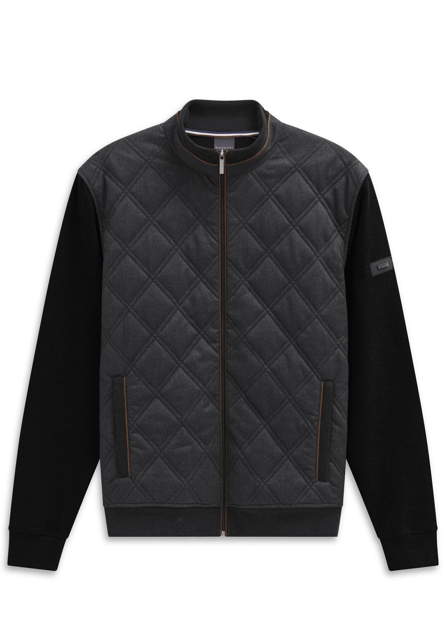 bugatti Sweatjacke Regular Fit mit Rautensteppung und Stehkragen