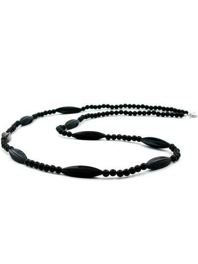 Gallay Perlenkette 30x9mm Rillenolive Kunststoff schwarz glänzend 80cm (1-tlg)