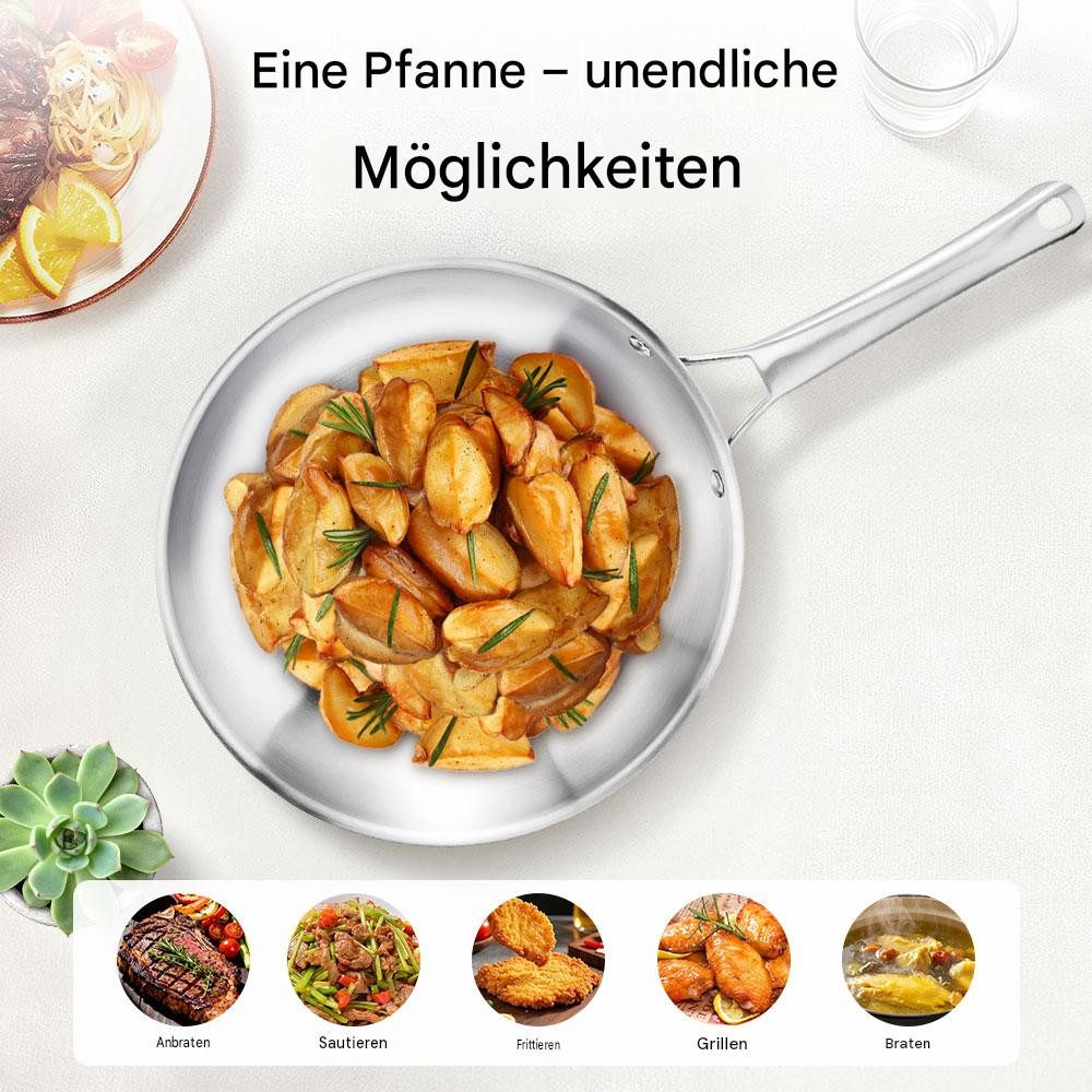 LALAHO Topf-Set Pfannenset 3-teilig 20+24+28 cm aus Edelstahl, (5-tlg) – Bild 5 von 5
