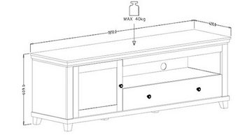 Helvetia Lowboard Elda (Evora, 1 St., 1-teilig), 181cm grün / Eiche Lefkas 1-türig mit 1 Schublade