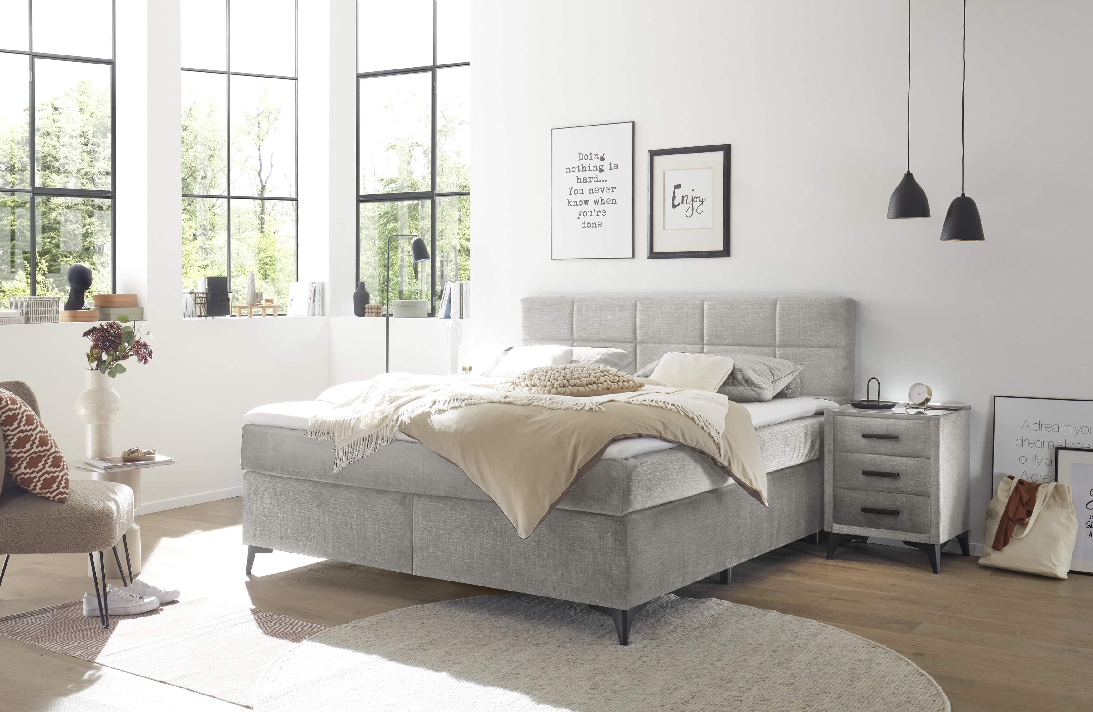 ED EXCITING DESIGN Boxspringbett Navarra – 140x200 und 180x200 inkl. Topper und Matratze (Inklusive Matratze und Topper), Pflegeleichter Bezug, wählbare Größe & stilvolle Farbvielfalt