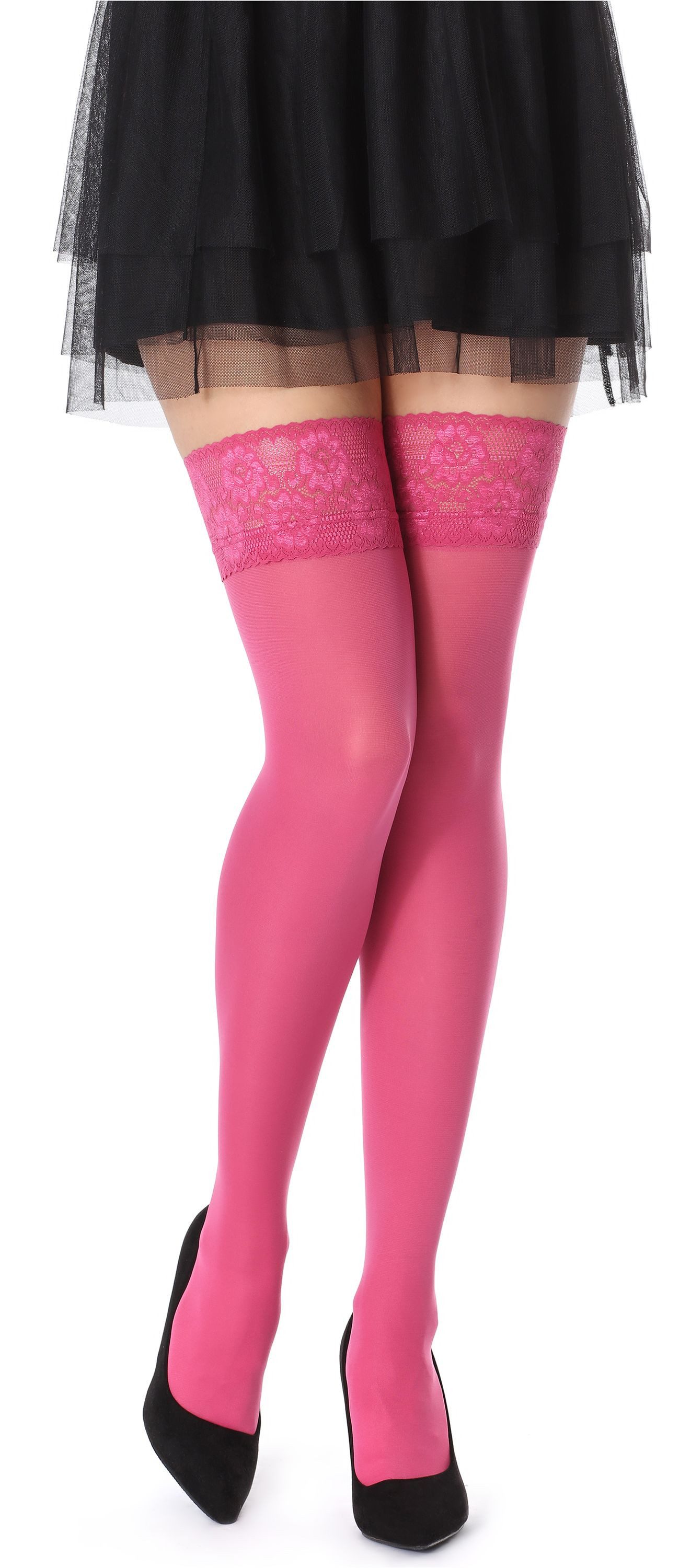 Bellivalini Halterlose Strümpfe Damen Halterlose Mikrofaser 40 DEN Strümpfe mit Spitze BLVFI1004