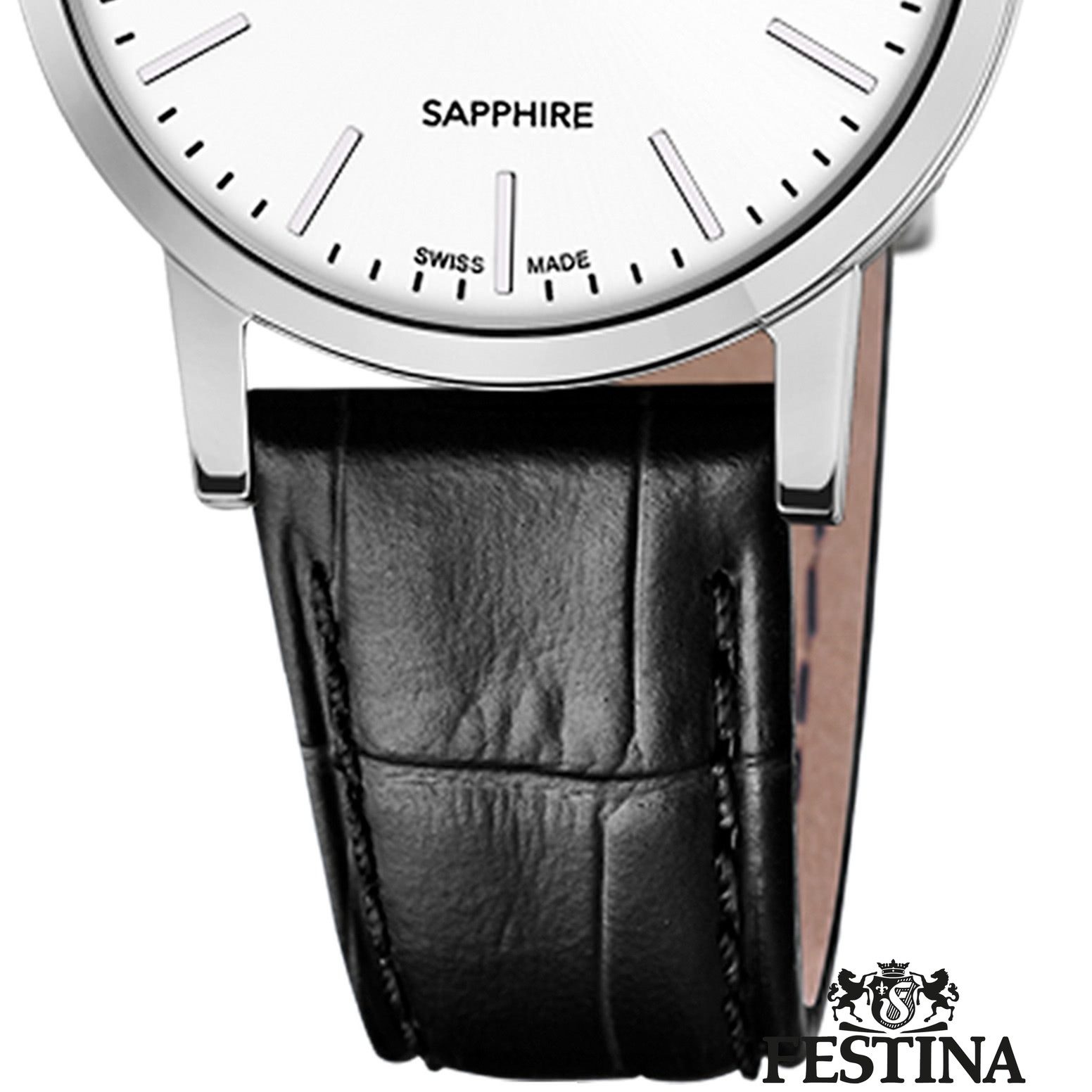 Festina Quarzuhr Festina Damenuhr Leder schwarz Festina, (Analoguhr), Damen Armbanduhr rund, Lederarmband schwarz, Elegant