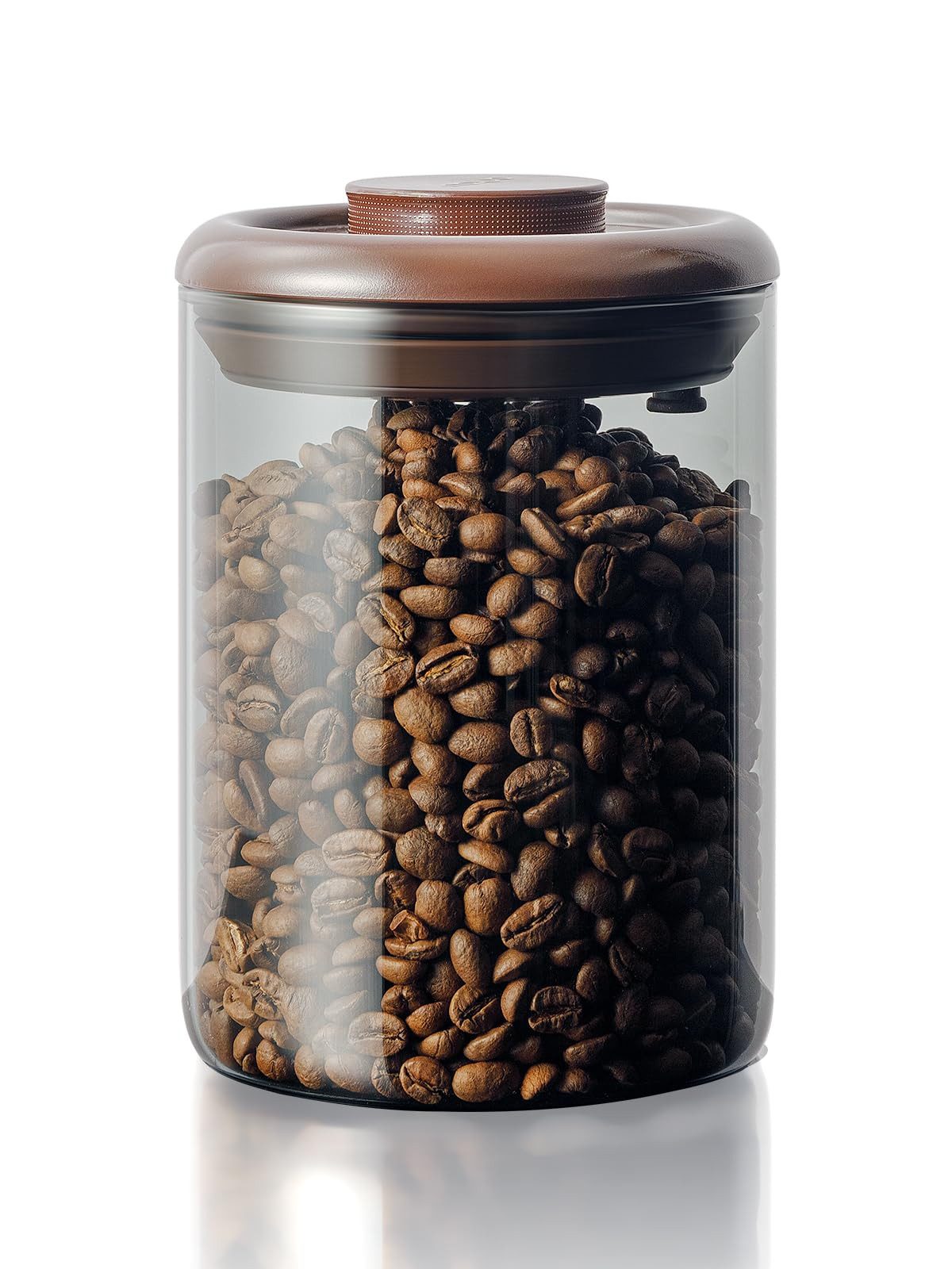 SURFOU Kaffeedose Kaffeedose Glas 900ml Luftdicht mit Ventil für Kaffeebohnen Braun, Glas, (1200 ml Fassungsvermögen, Vorratsdosen mit Deckel Luftdicht, Vorratsdosen, Vorratsdosen Glas mit Deckel, KaffeedoseLuftdicht, Braune Kaffeedose aus Borosilikatglas mit Einweg-CO₂-Ventil, luftdichtem Druckknopfdeckel, 1-tlg., ideal für Kaffeebohnen und gemahlenen Kaffee), Lichtgeschütztem Design, Kompakte Größe, Vielseitig einsetzbar