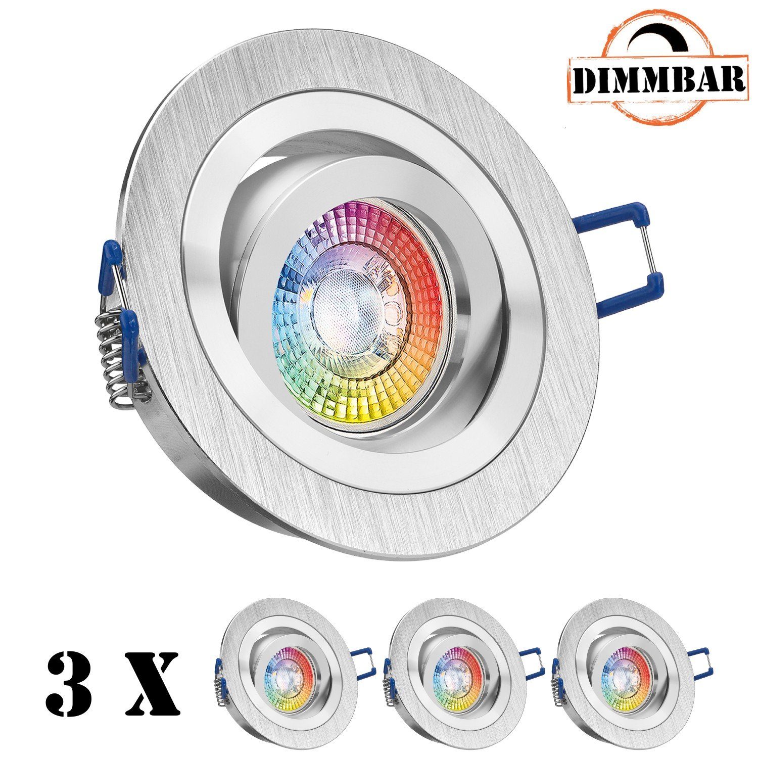 LEDANDO LED Einbaustrahler RGB bicolor Einbaustrahler in flach mit extra 3er - Set zweifarbig LED
