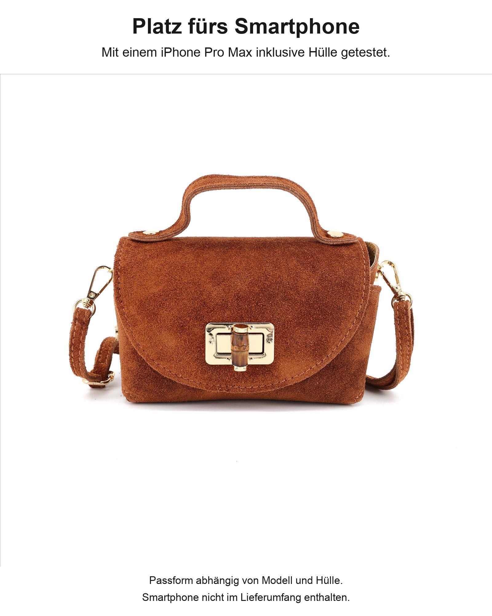 BRISE TASCHE Schultertasche Mini-Schultertasche aus Echtleder mit verstellbarem Riemen (Einzelartikel), Echtleder, Reißverschlussfach, verstellbarer Schulterrie – Bild 4 von 4