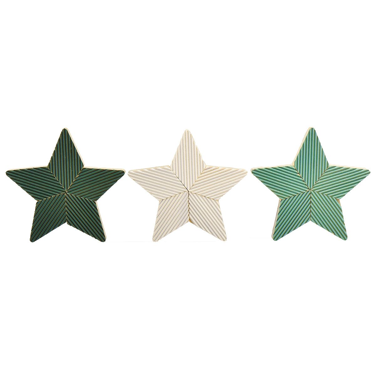 Florists Products Weihnachtsmann 6er Set Weihnachtsdeko Holzsterne Tischdeko Geriffelt Skandi, 6 Stück