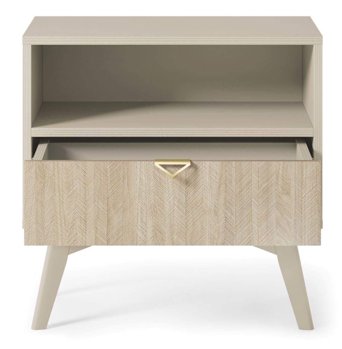 MOEBLO Nachttisch Abeto Nachttisch S 54 (Nachttisch Nachtkommode Nachtschrank Nachtkonsole Beistelltisch Schlafzimmer mit schublade Goldene Türgriffe), (BxHxT): – Bild 3 von 5