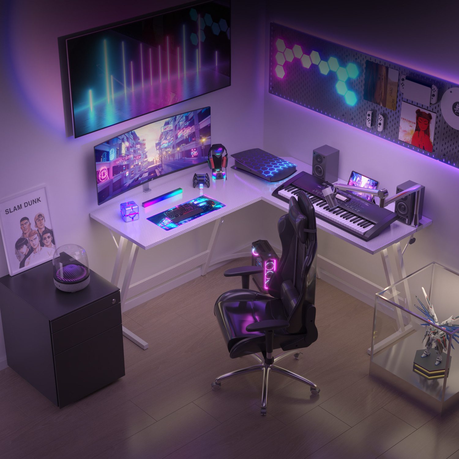 GUNJI Eckschreibtisch 120*120cm Gaming Tisch,Computertisch günstig online kaufen