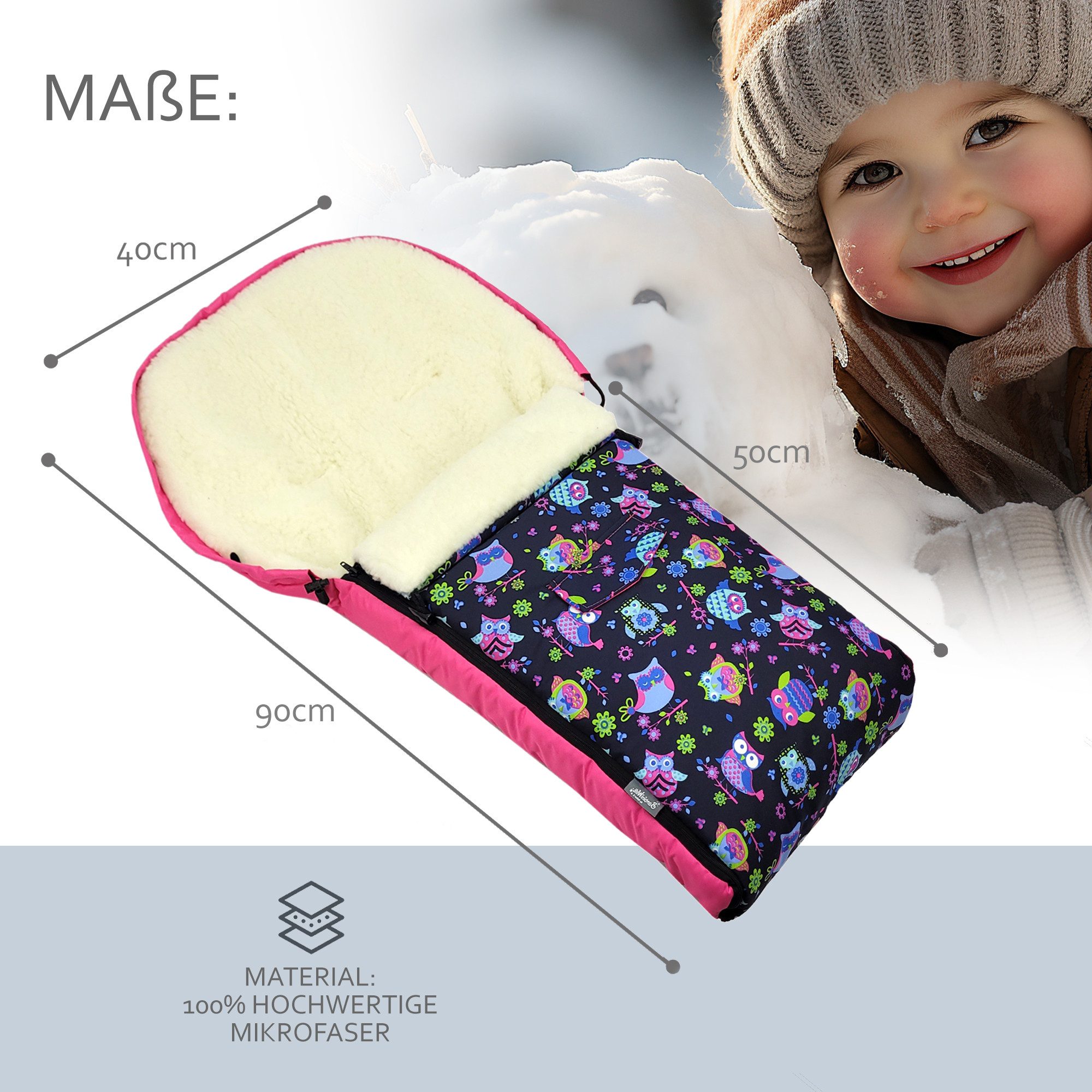 BambiniWelt by Rafael K. Fußsack Winterfußsack Babyfußsack Fußsack Kinderwagen Wolle universal 90cm – Bild 5 von 5